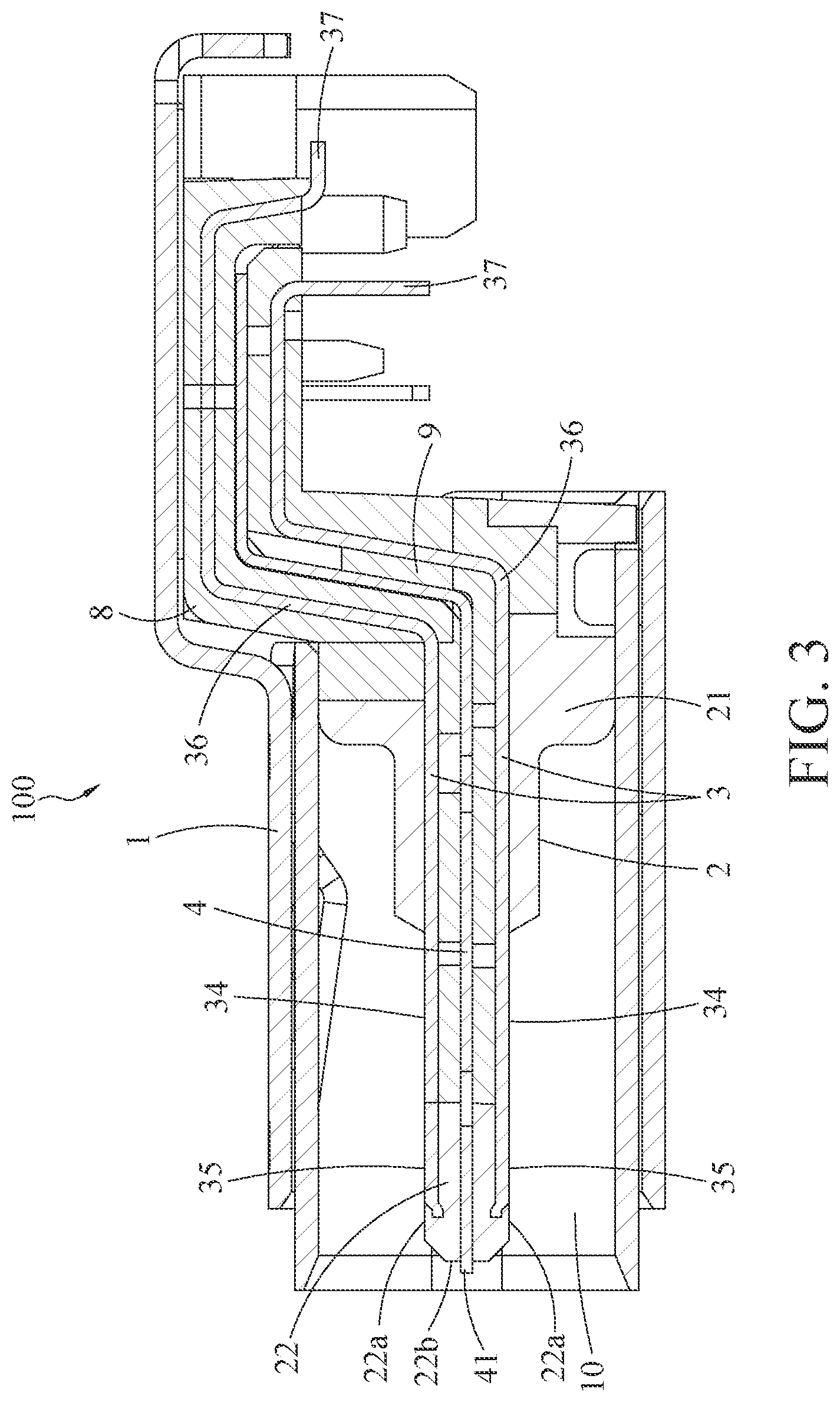 Patent US12322907 Figure 3 – Electrical receptacle connector with metallic plate