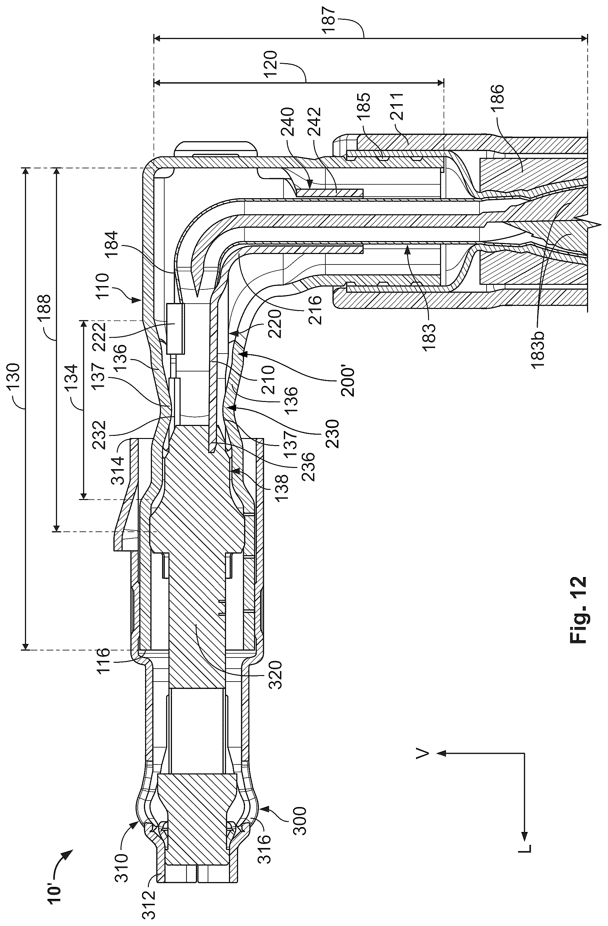 Patent US12322909 Figure 14 – Angled subassembly for an angled connector