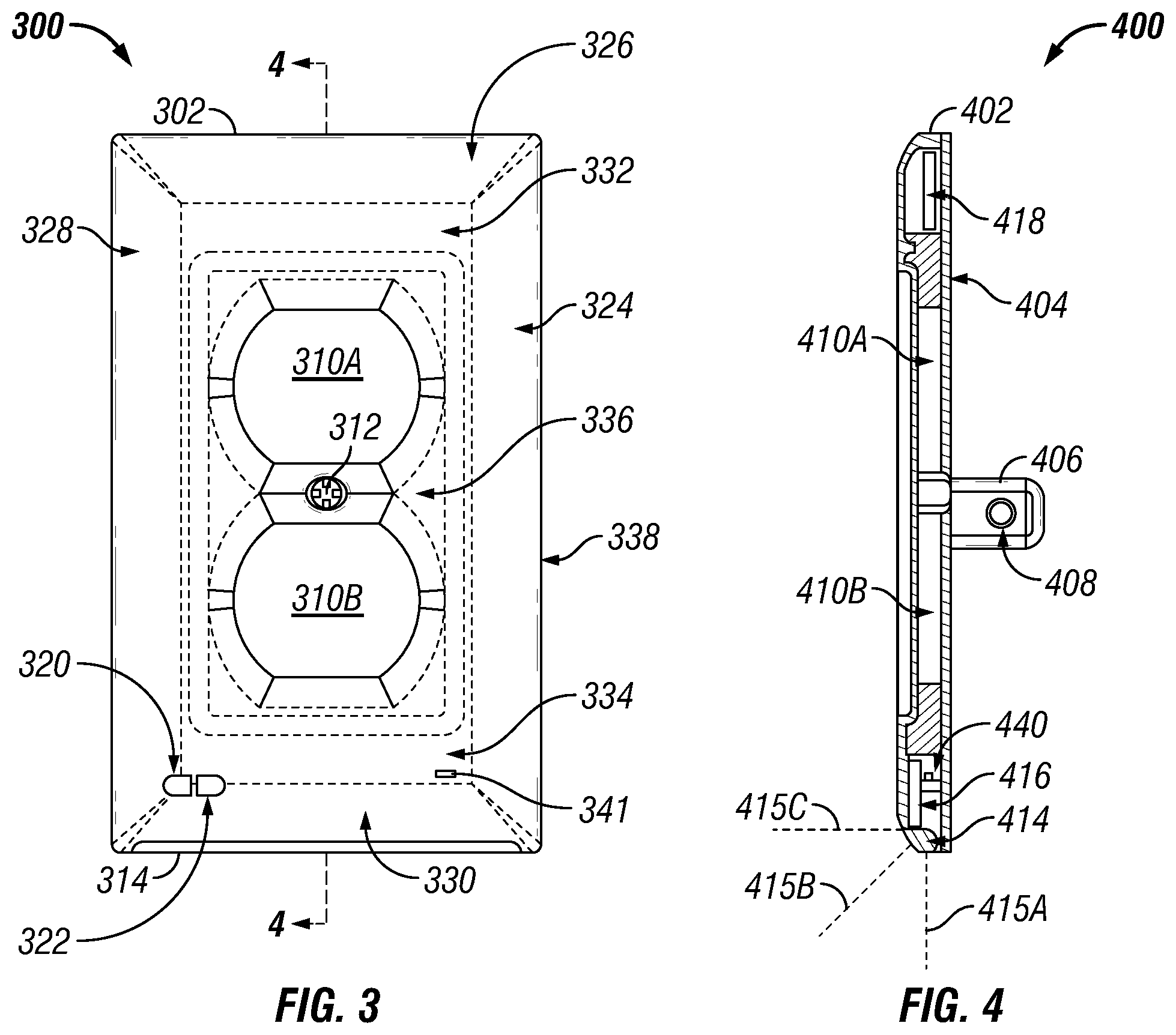 Patent US12322910 Figure 3 – Electrical outlet cover with integrated lighting with connectivity