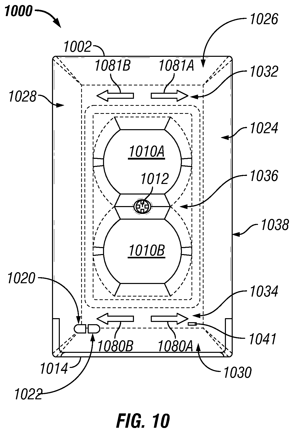 Patent US12322910 Figure 9 – Electrical outlet cover with integrated lighting with connectivity