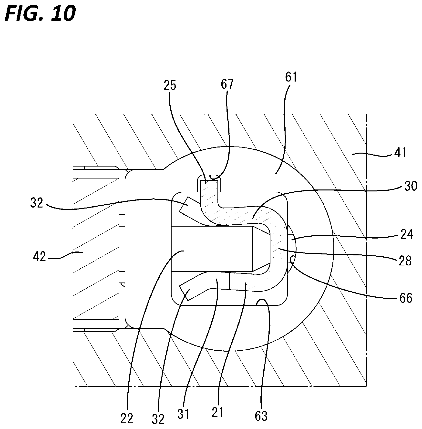Patent US12322913 Figure 10 – Connector with improved shielding