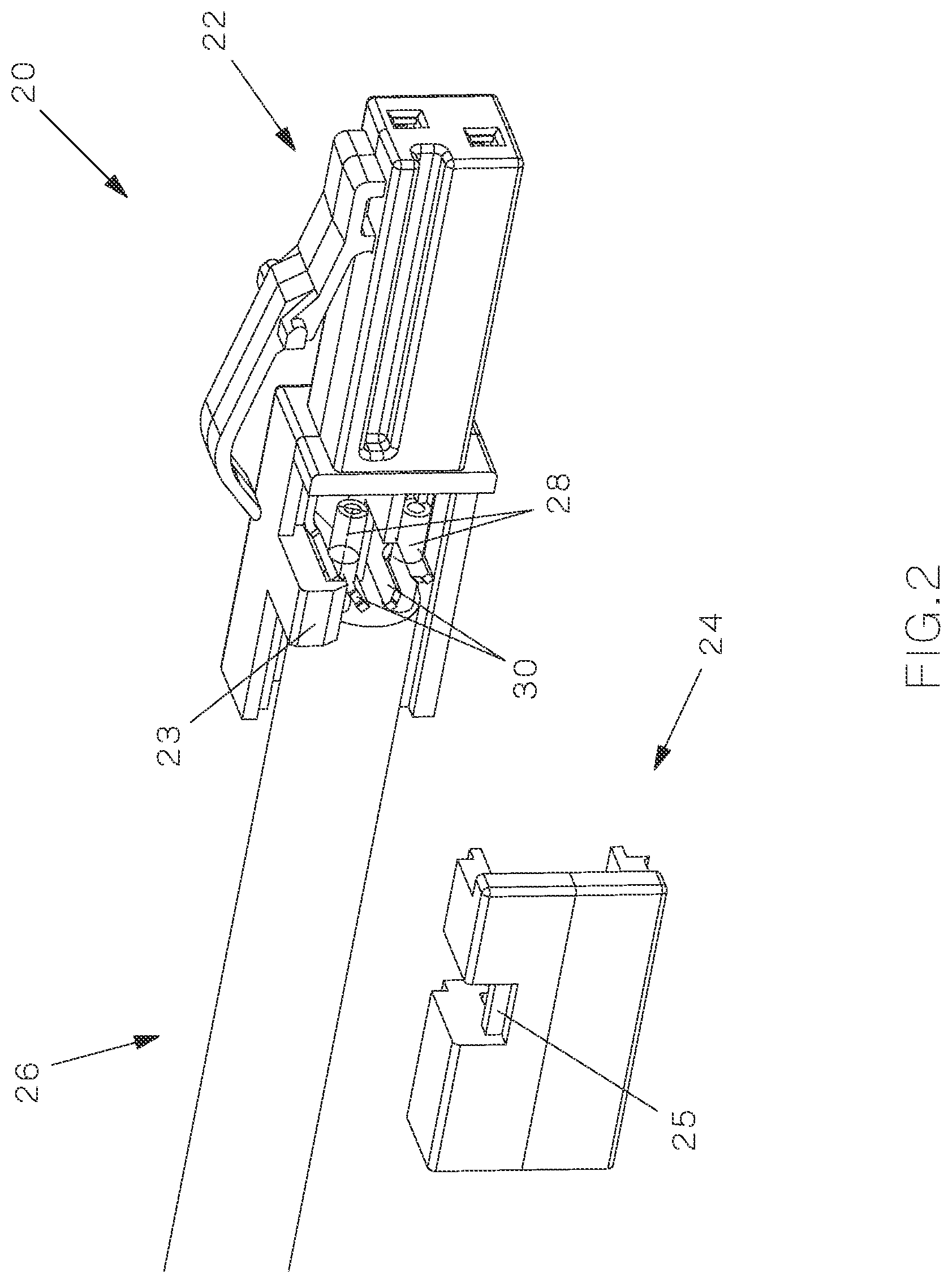 Patent US12322914 Figure 2 – Field terminable single pair ethernet connector with angled contacts