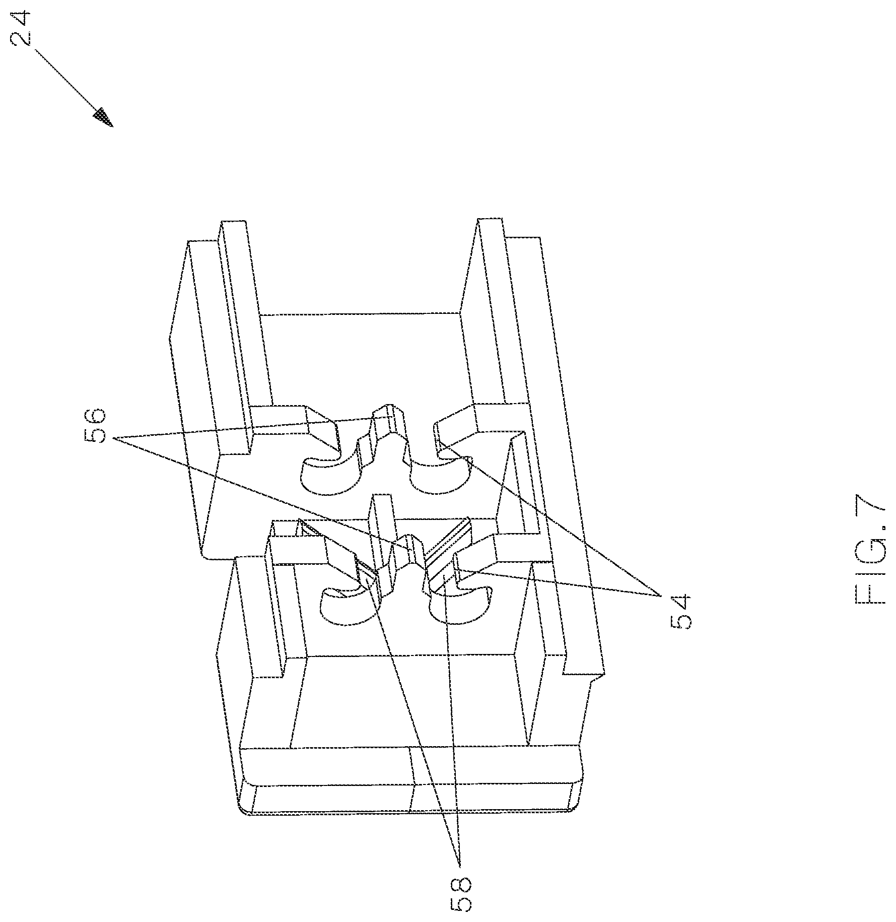 Patent US12322914 Figure 7 – Field terminable single pair ethernet connector with angled contacts