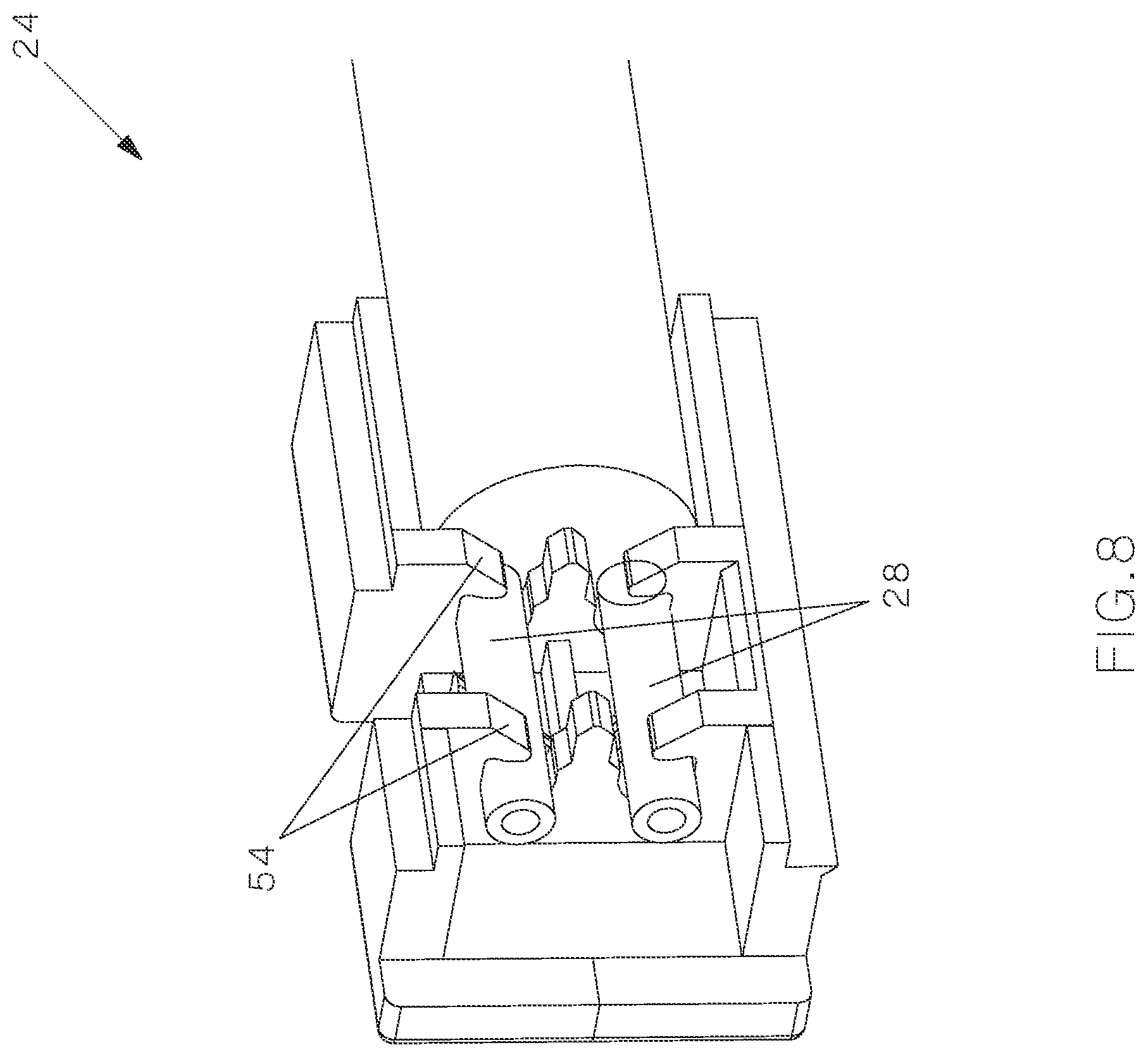 Patent US12322914 Figure 8 – Field terminable single pair ethernet connector with angled contacts