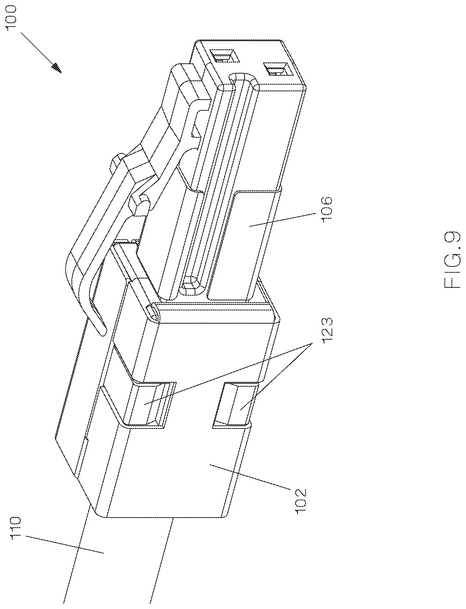 Patent US12322914 Figure 9 – Field terminable single pair ethernet connector with angled contacts