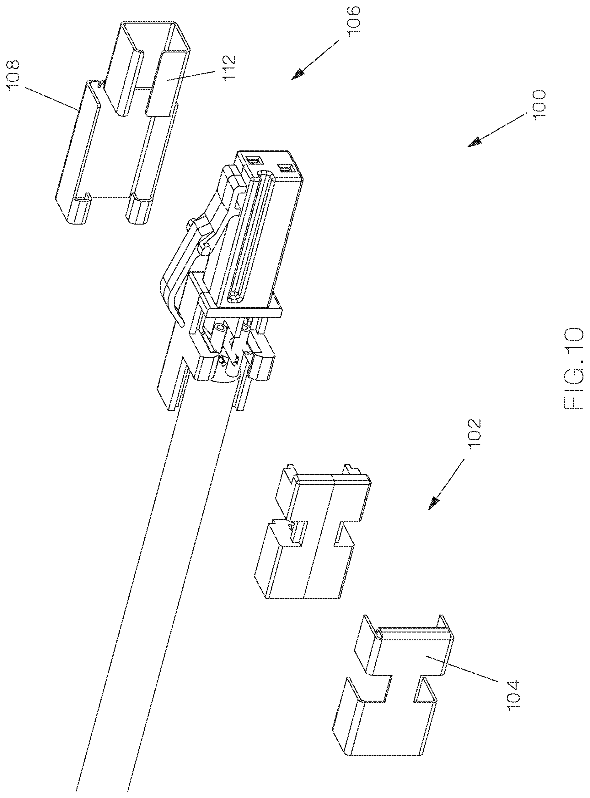 Patent US12322914 Figure 10 – Field terminable single pair ethernet connector with angled contacts