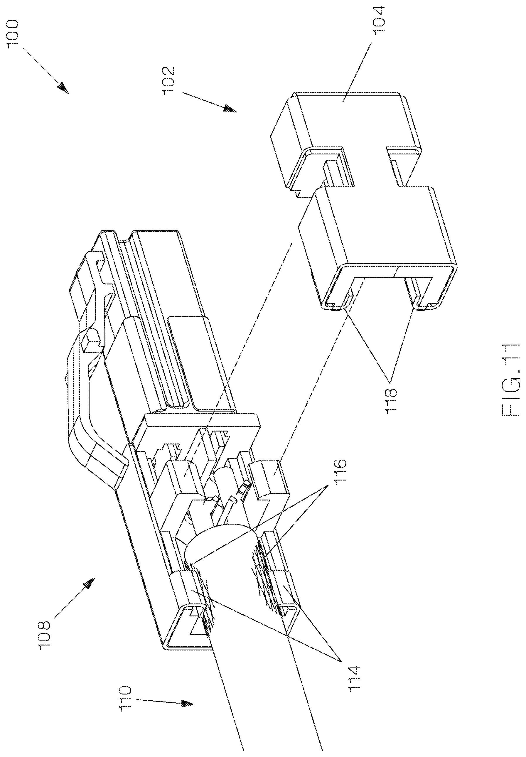 Patent US12322914 Figure 11 – Field terminable single pair ethernet connector with angled contacts