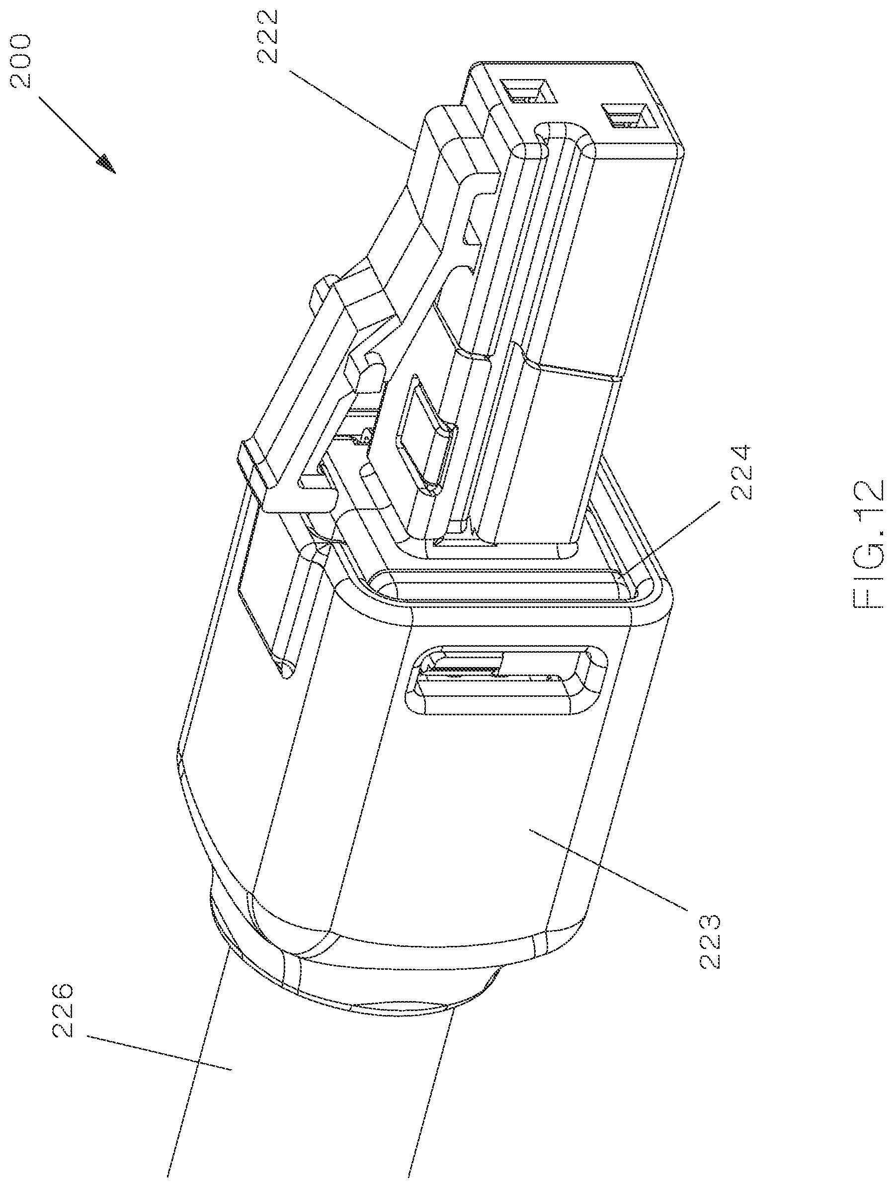 Patent US12322914 Figure 12 – Field terminable single pair ethernet connector with angled contacts