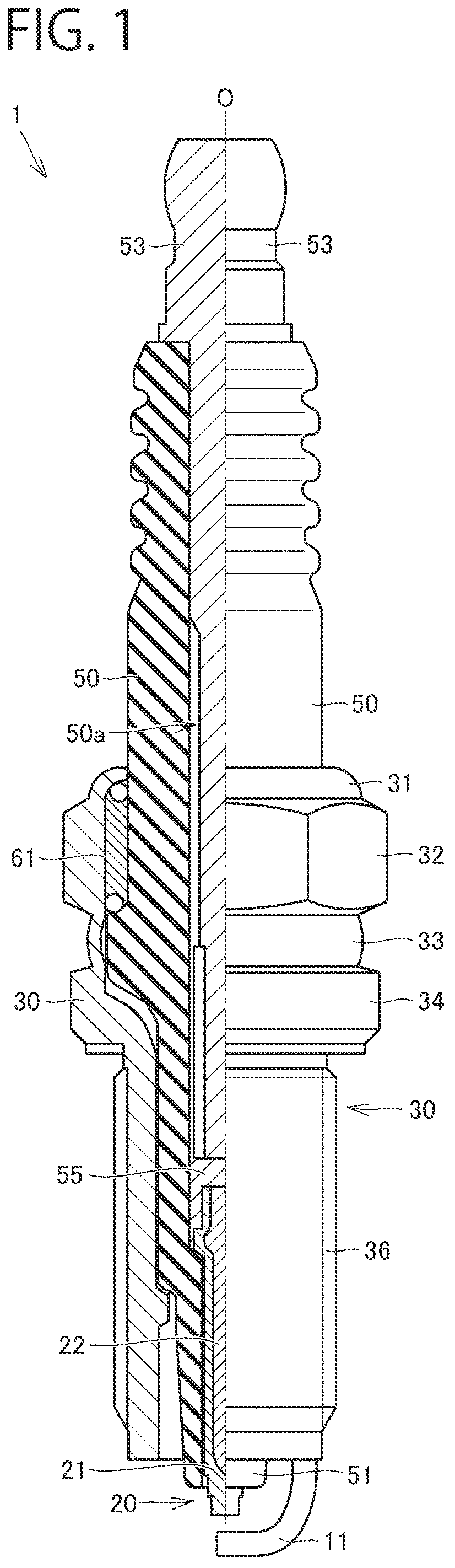 Patent US12322930 — Insulator and spark plug — Figure 1