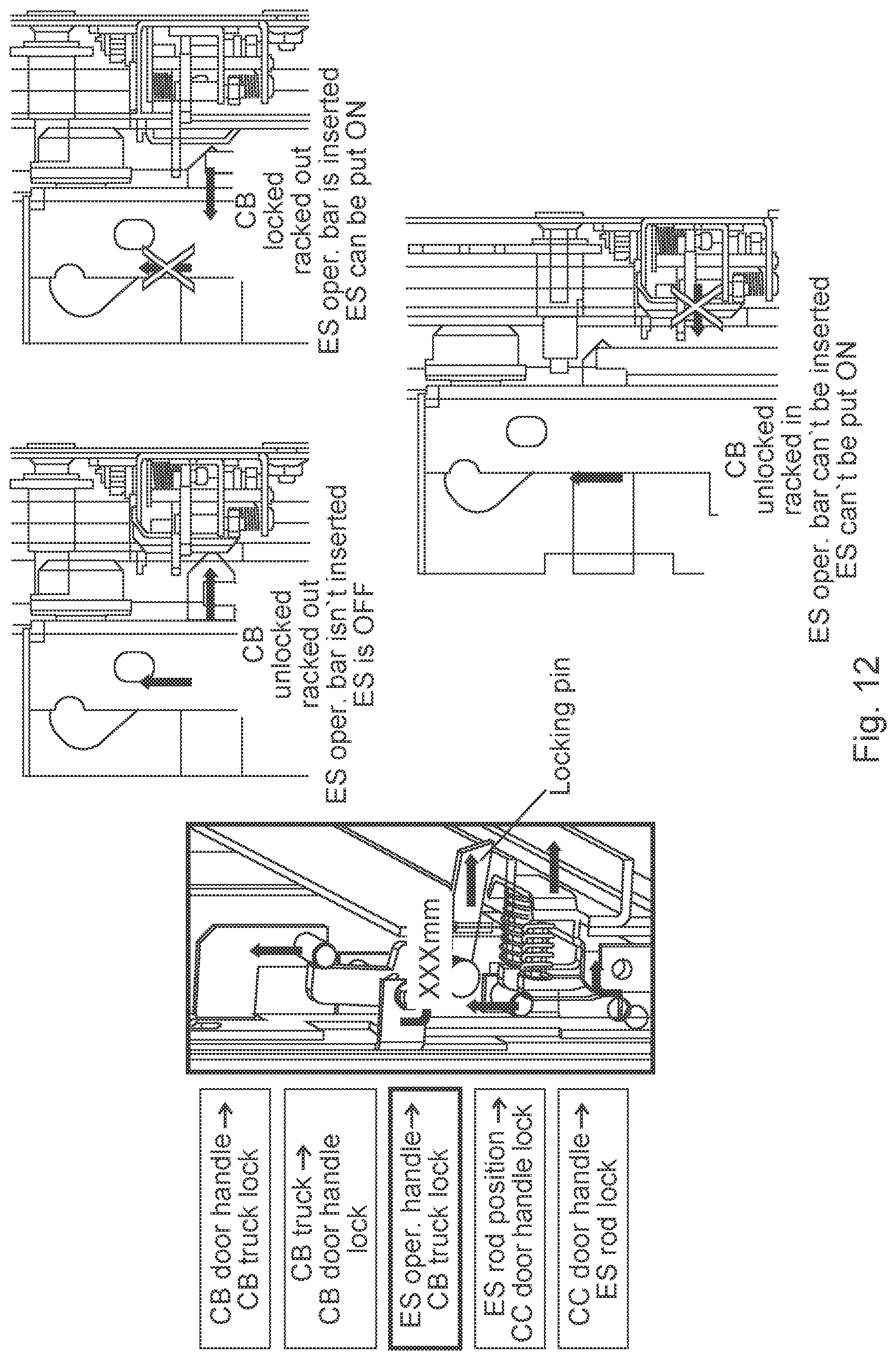 Patent US12322932 Figure 12 – Interlock system for a low, medium or high voltage switchgear