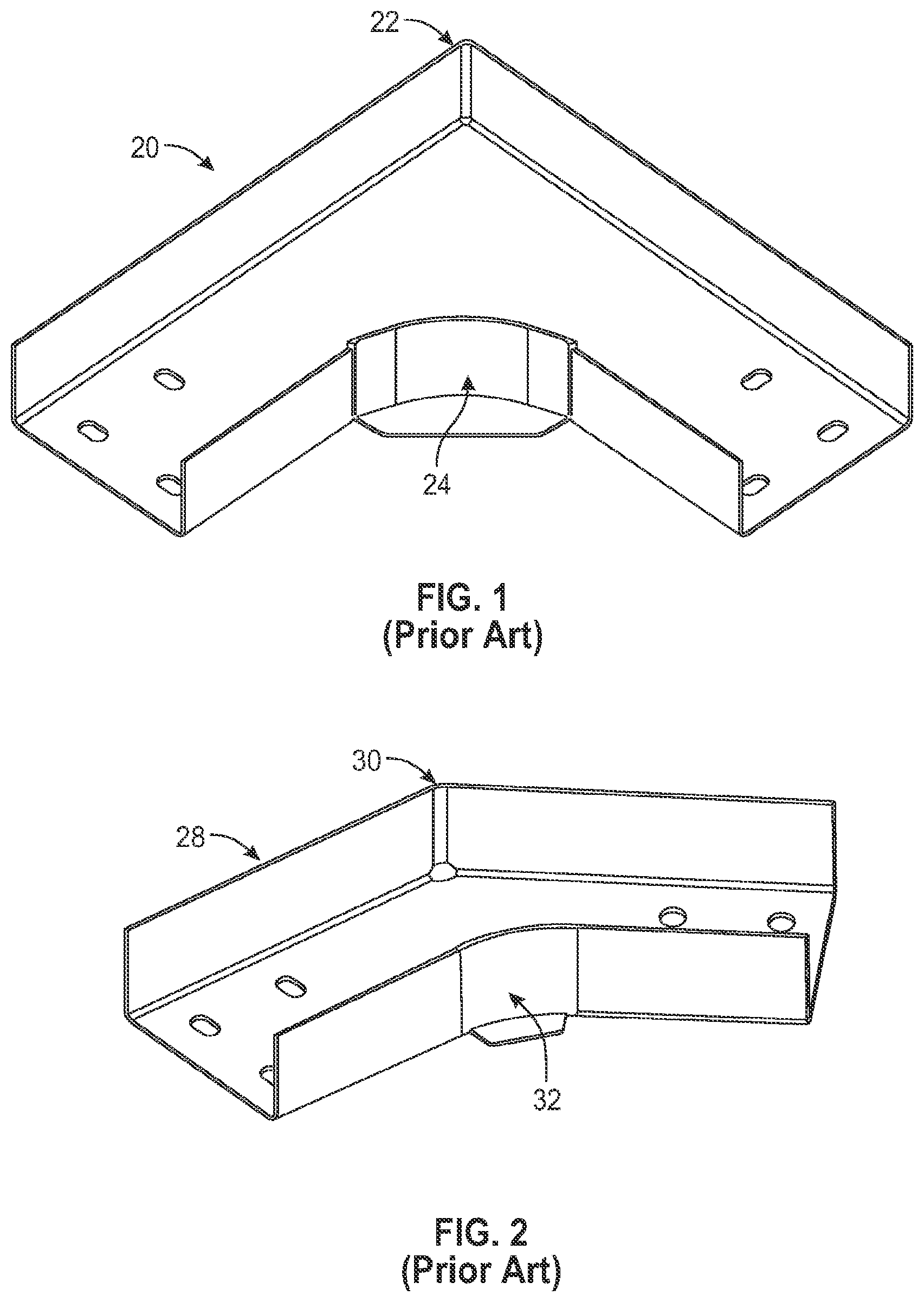 Patent US12322943 Figure 1 – Non-welded horizontal cable tray redirector