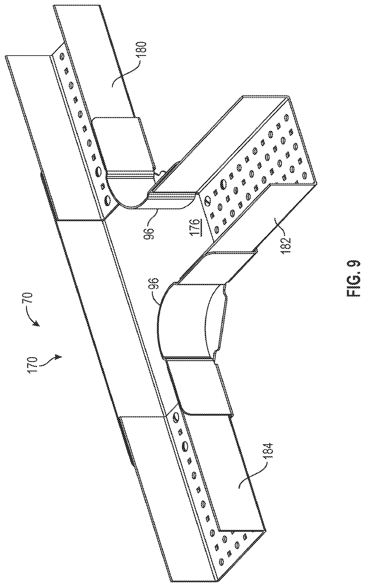 Patent US12322943 Figure 13 – Non-welded horizontal cable tray redirector