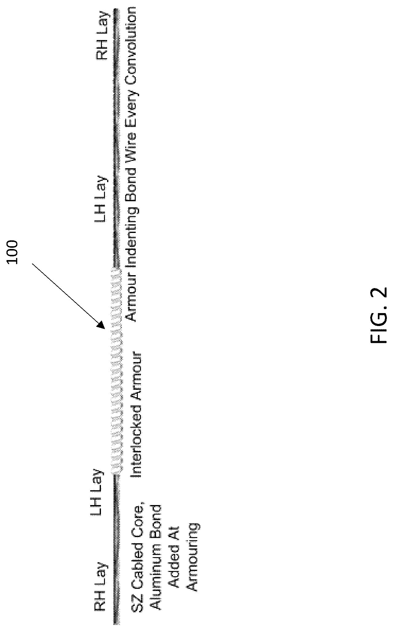 Patent US12322944 Figure 2 – Armored cable assembly with grounding path component equipped armor