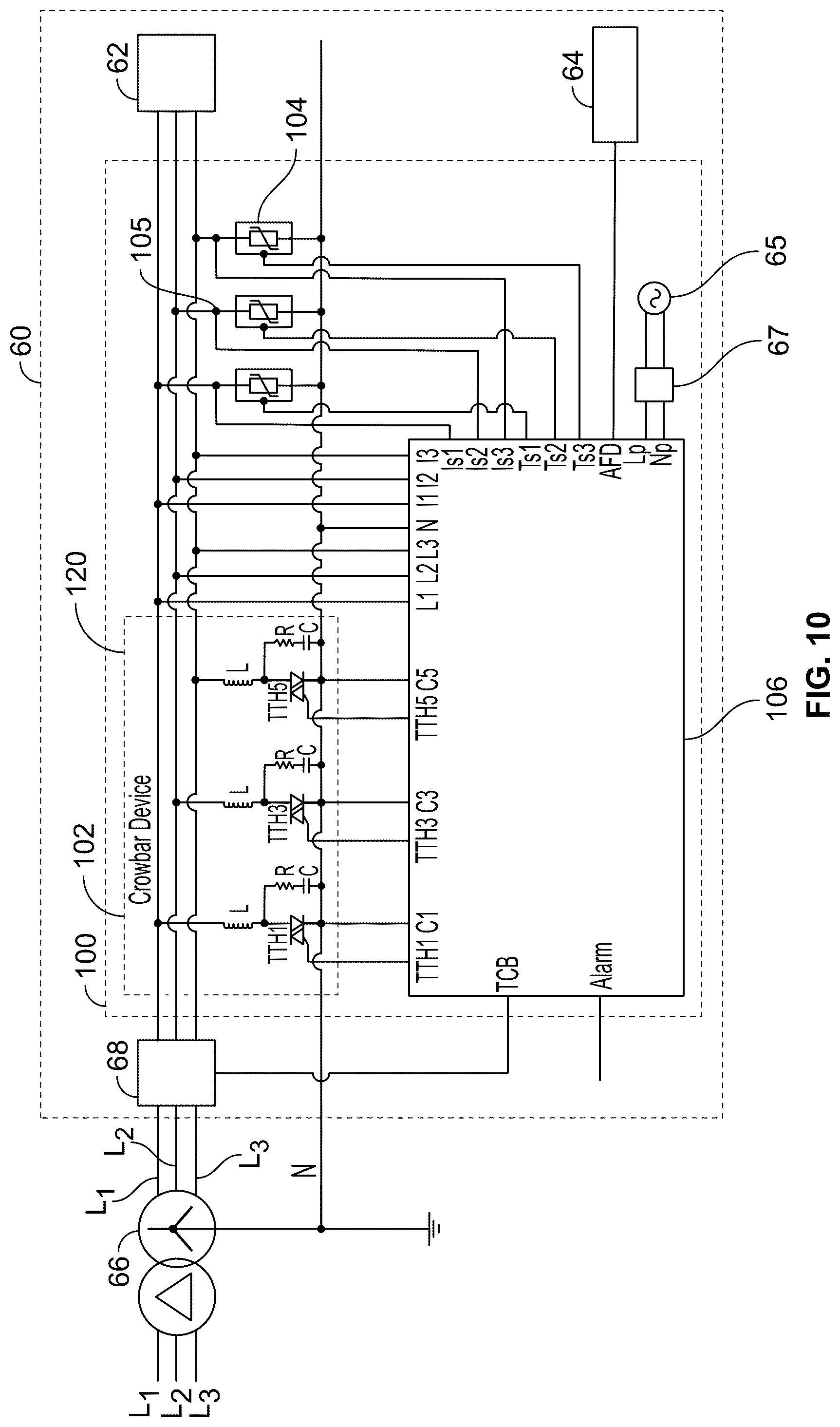 Patent US12322949 Figure 10 – Devices for overvoltage, overcurrent and arc flash protection