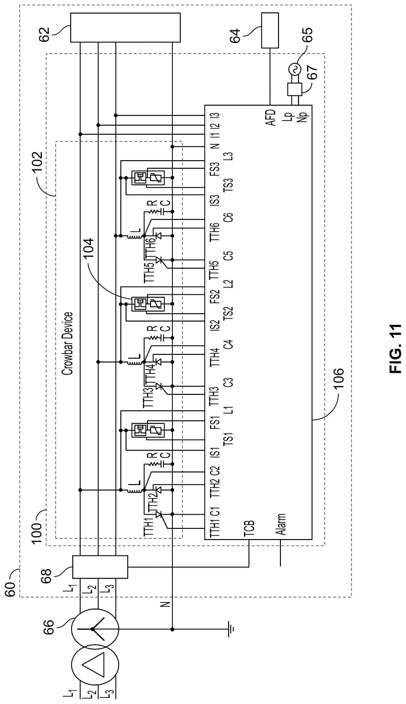 Patent US12322949 Figure 11 – Devices for overvoltage, overcurrent and arc flash protection