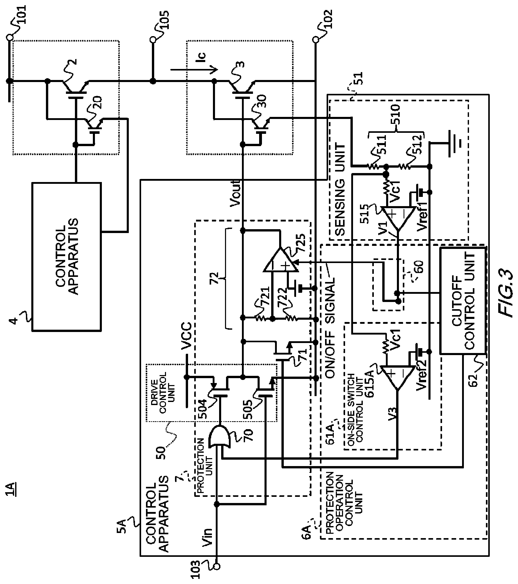 Patent US12322950 Figure 3 – Control apparatus and switching apparatus for short circuit protection