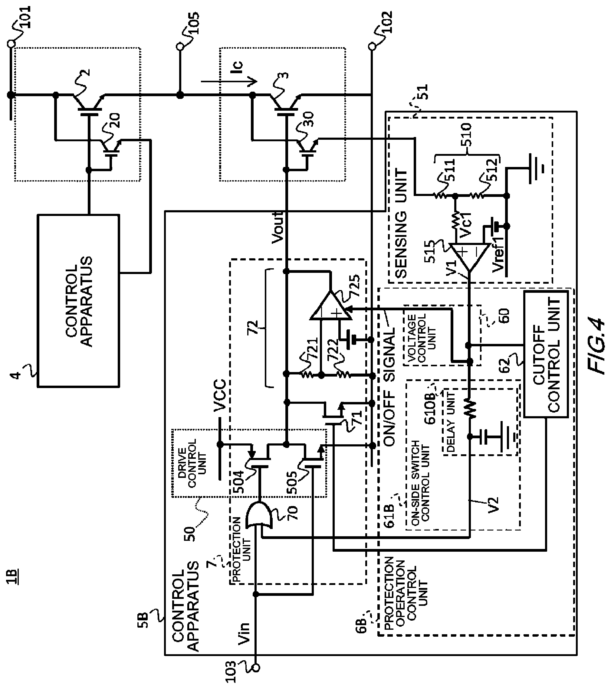Patent US12322950 Figure 4 – Control apparatus and switching apparatus for short circuit protection