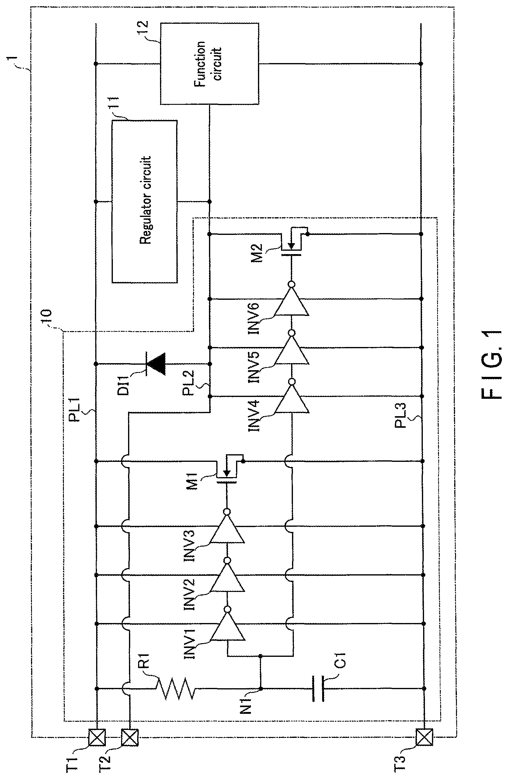 Patent US12322956 Figure 1 – Protection circuit and semiconductor device