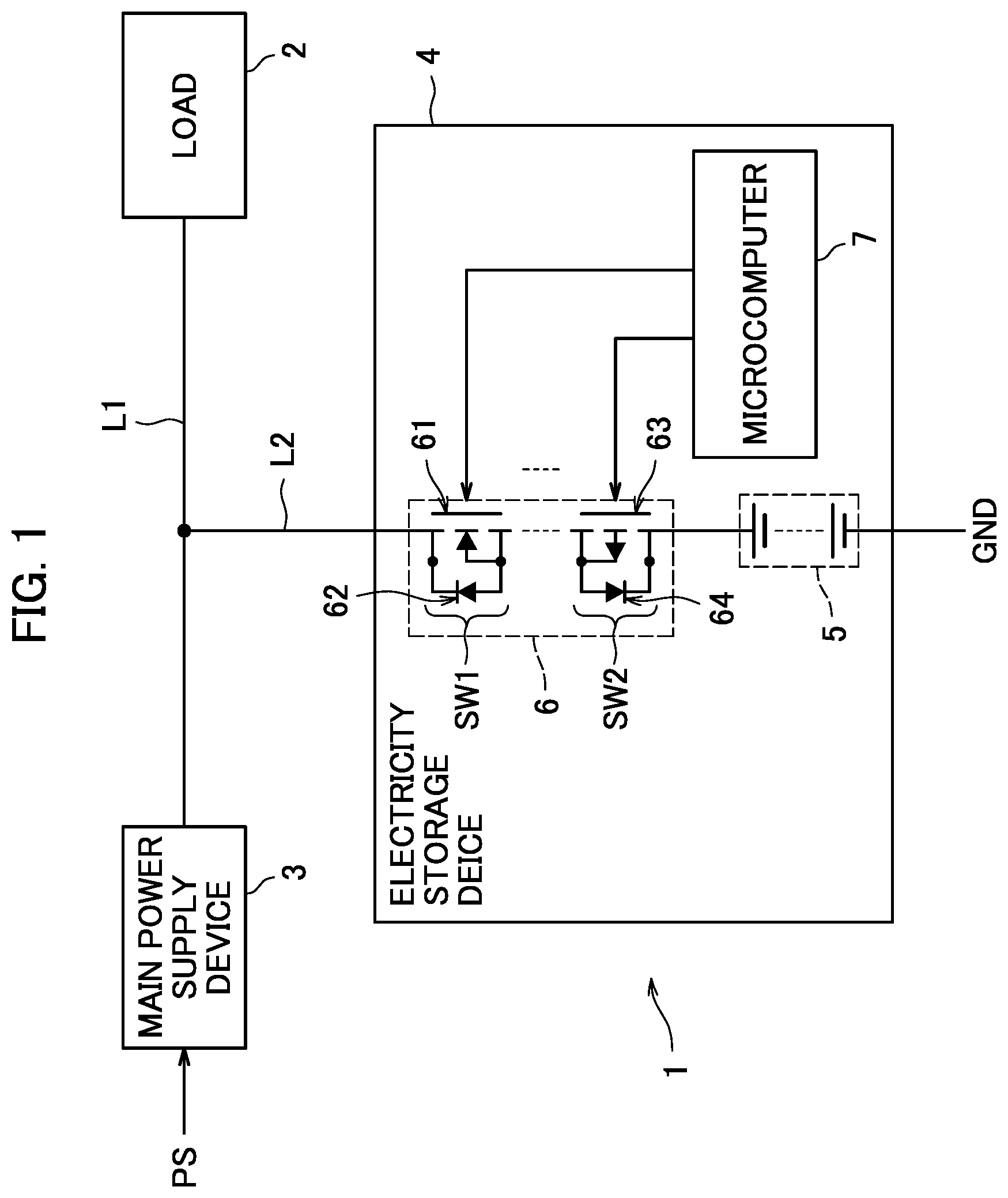 Patent US12322962 Figure 1 – Power supply system and electricity storage device