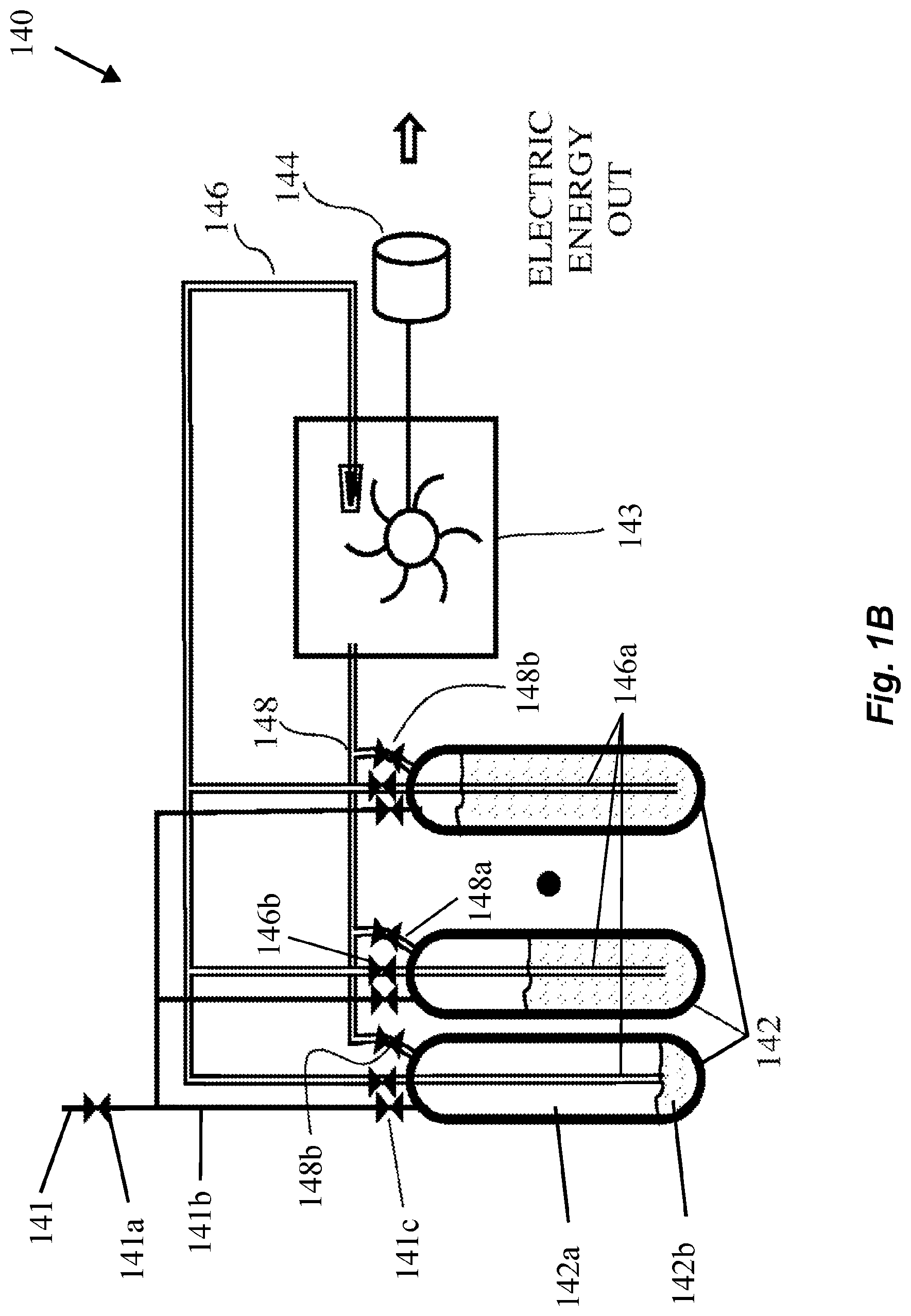 Patent US12322966 Figure 2 – System and method for storing energy, and for recovering stored energy by using liquid and gas as pistons
