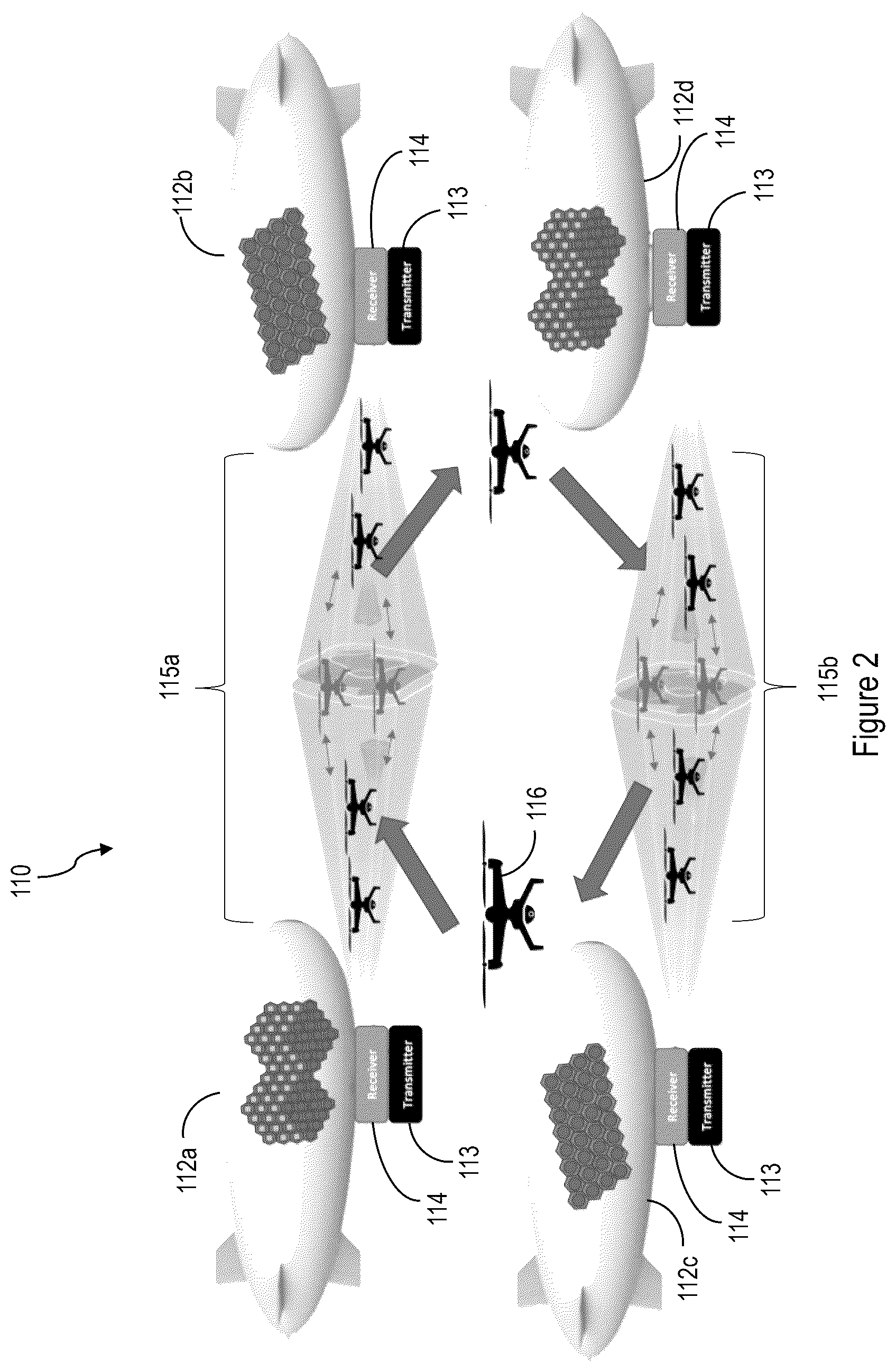 Patent US12322979 Figure 2 – Systems and methods for point to-point wireless power transmission for beam riding, power and data distribution sharing, wirelessly powered mobile systems