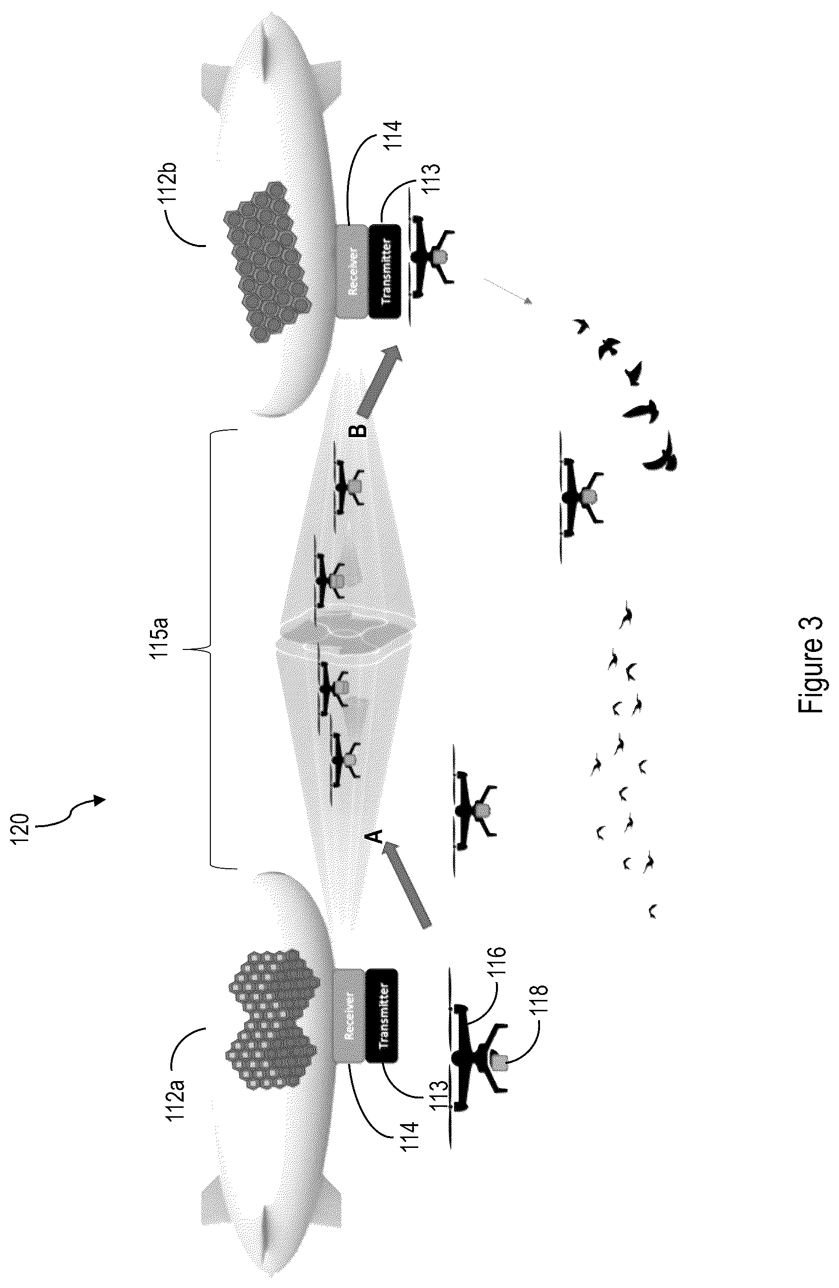 Patent US12322979 Figure 3 – Systems and methods for point to-point wireless power transmission for beam riding, power and data distribution sharing, wirelessly powered mobile systems