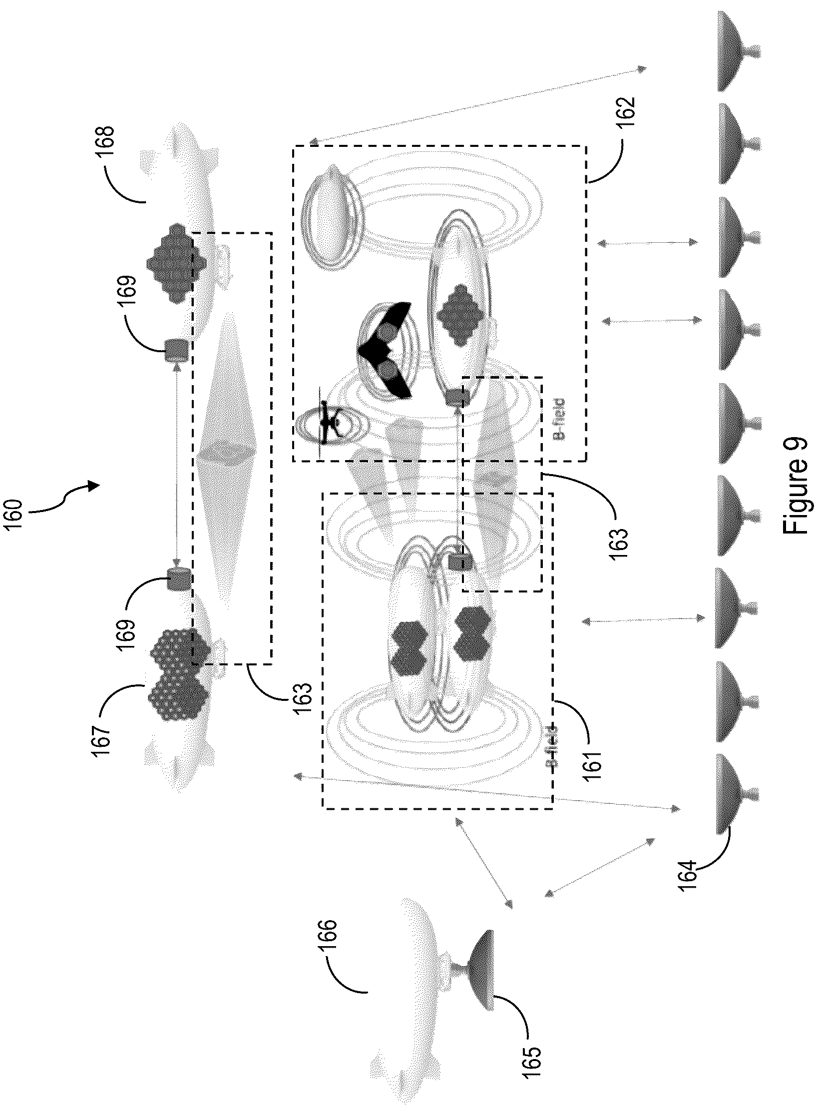 Patent US12322979 Figure 9 – Systems and methods for point to-point wireless power transmission for beam riding, power and data distribution sharing, wirelessly powered mobile systems