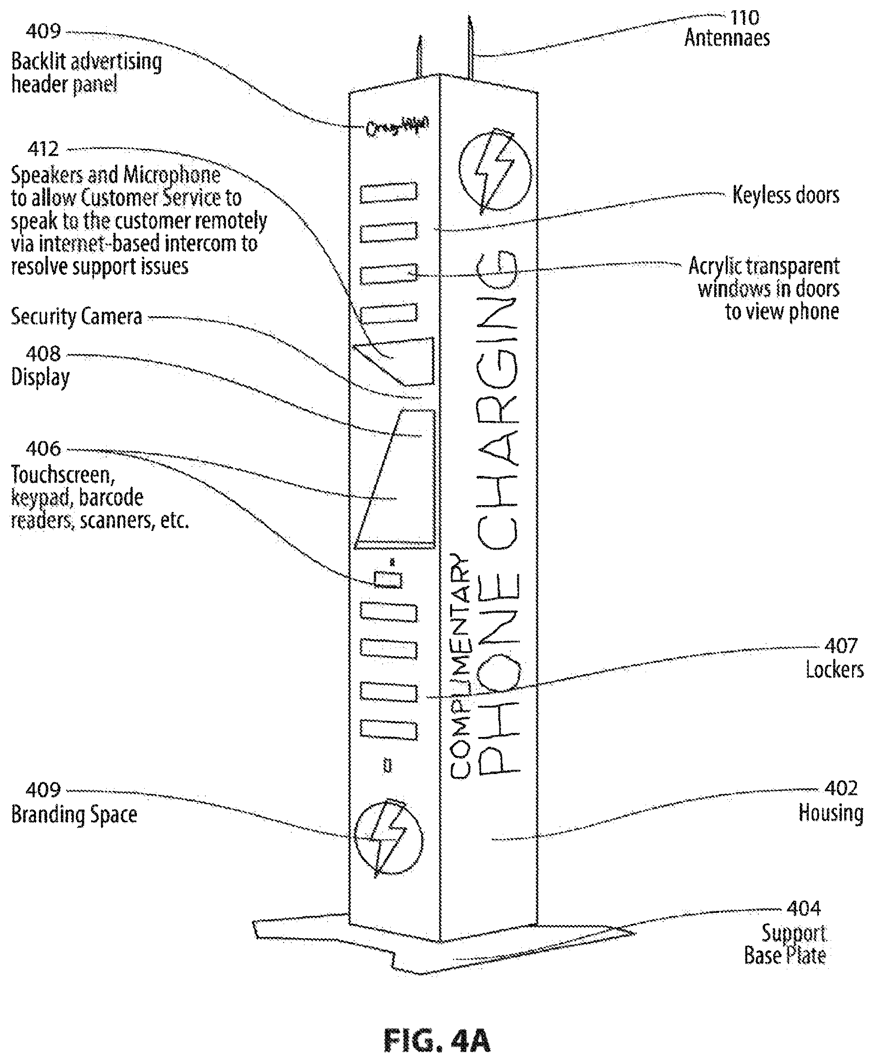 Patent US12322986 Figure 4 – System and method for providing interconnected and secure mobile device charging stations