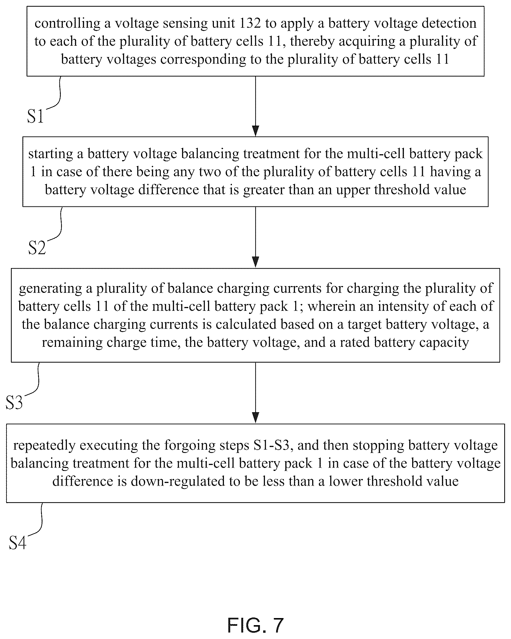 Patent US12322988 Figure 7 – Device and method for achieving dynamic charging and balance of battery cells and rechargeable battery device