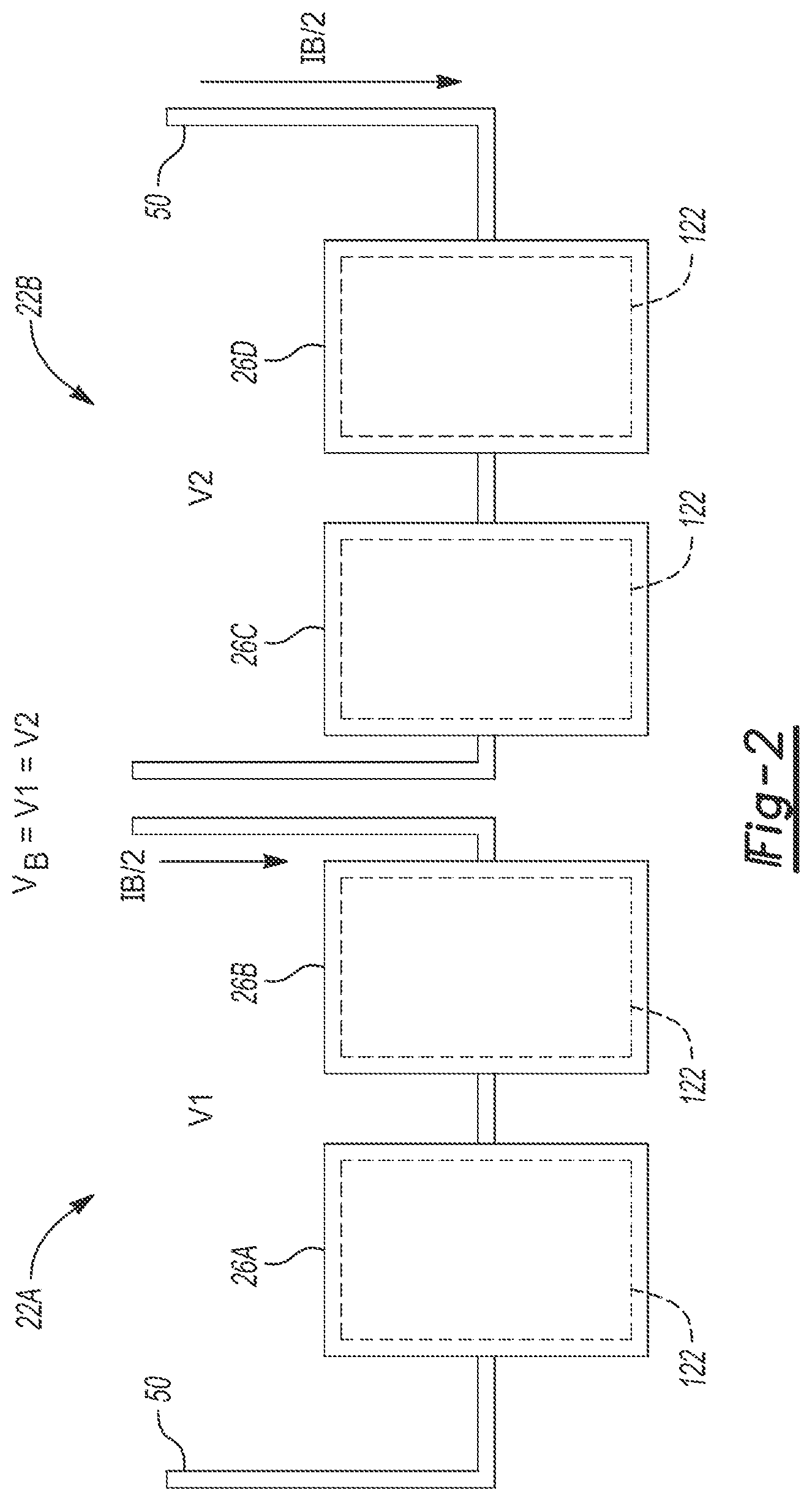 Patent US12322989 Figure 2 – Battery pack with parallel conductor routing