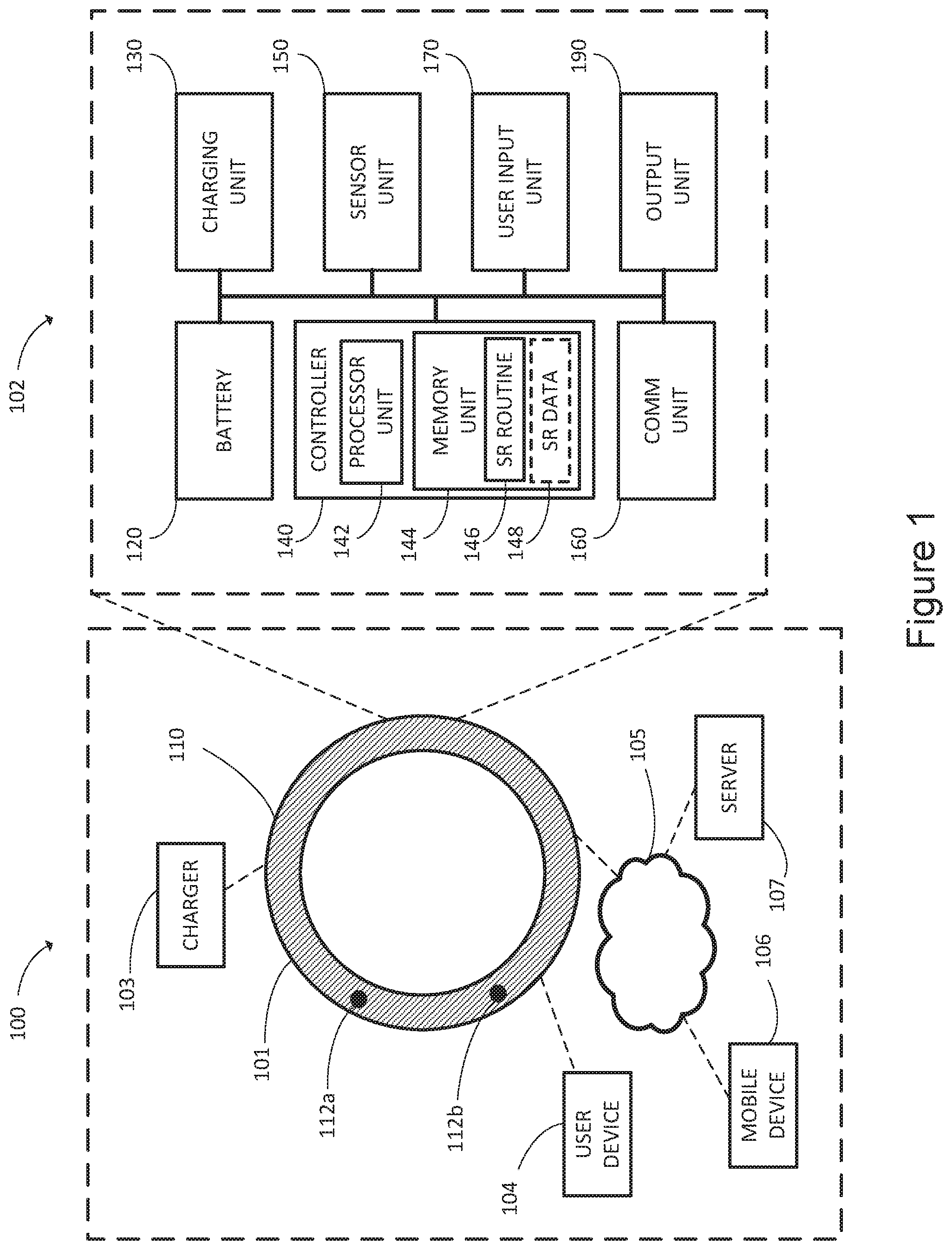 Patent US12322990 Figure 1 – Environment-integrated smart ring charger