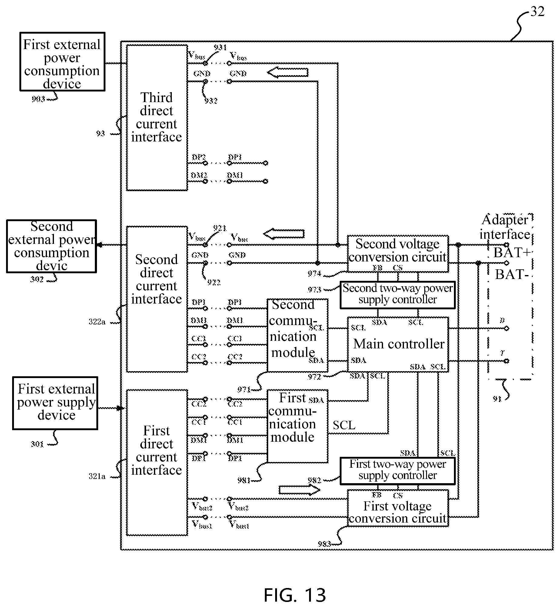 Patent US12322991 Figure 13 – Battery pack and an adapter with a voltage conversion circuit
