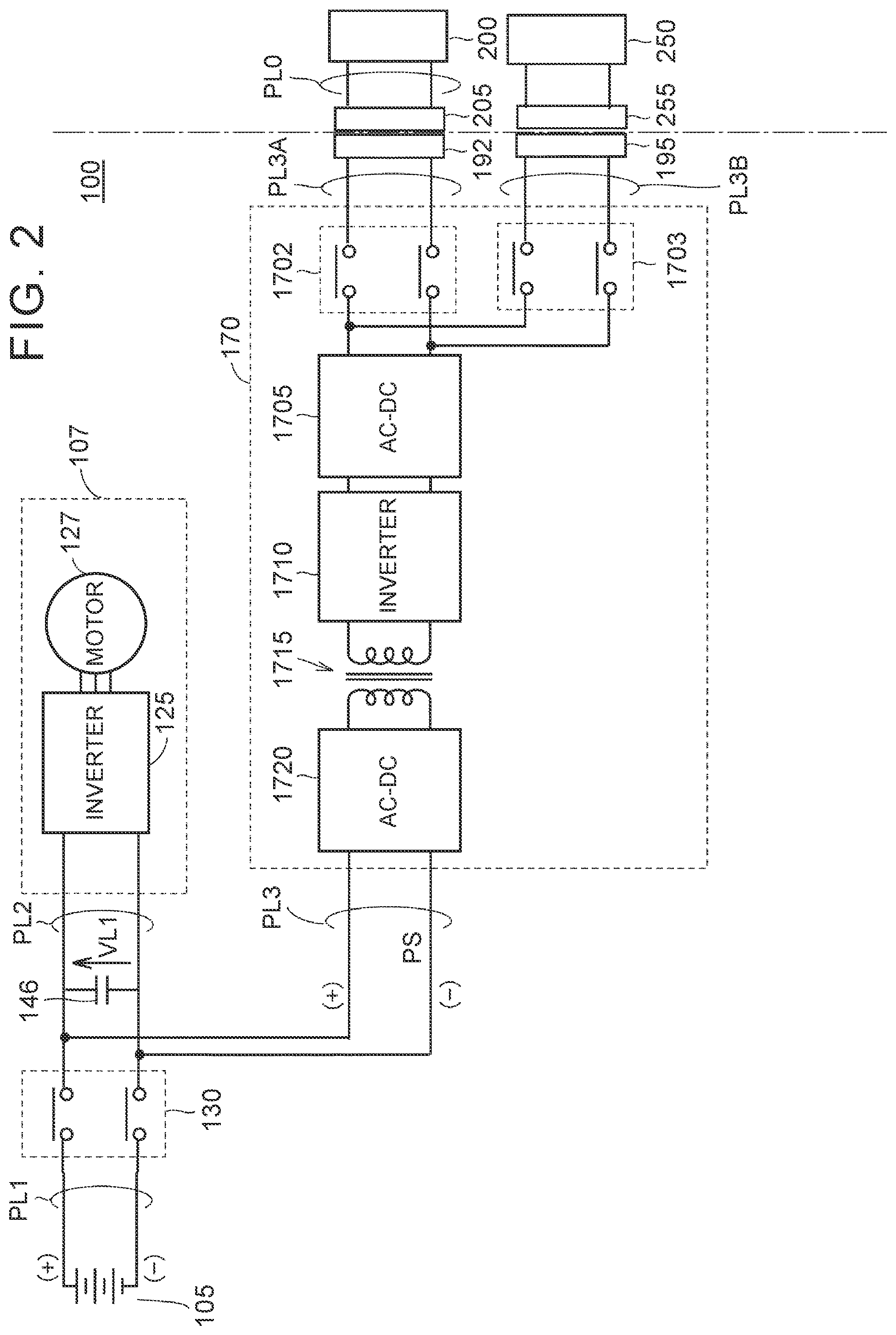 Patent US12322995 Figure 2 – Electric power supply system having a bidirecttional electric power conversion device and a control device that executes a first precharge processing