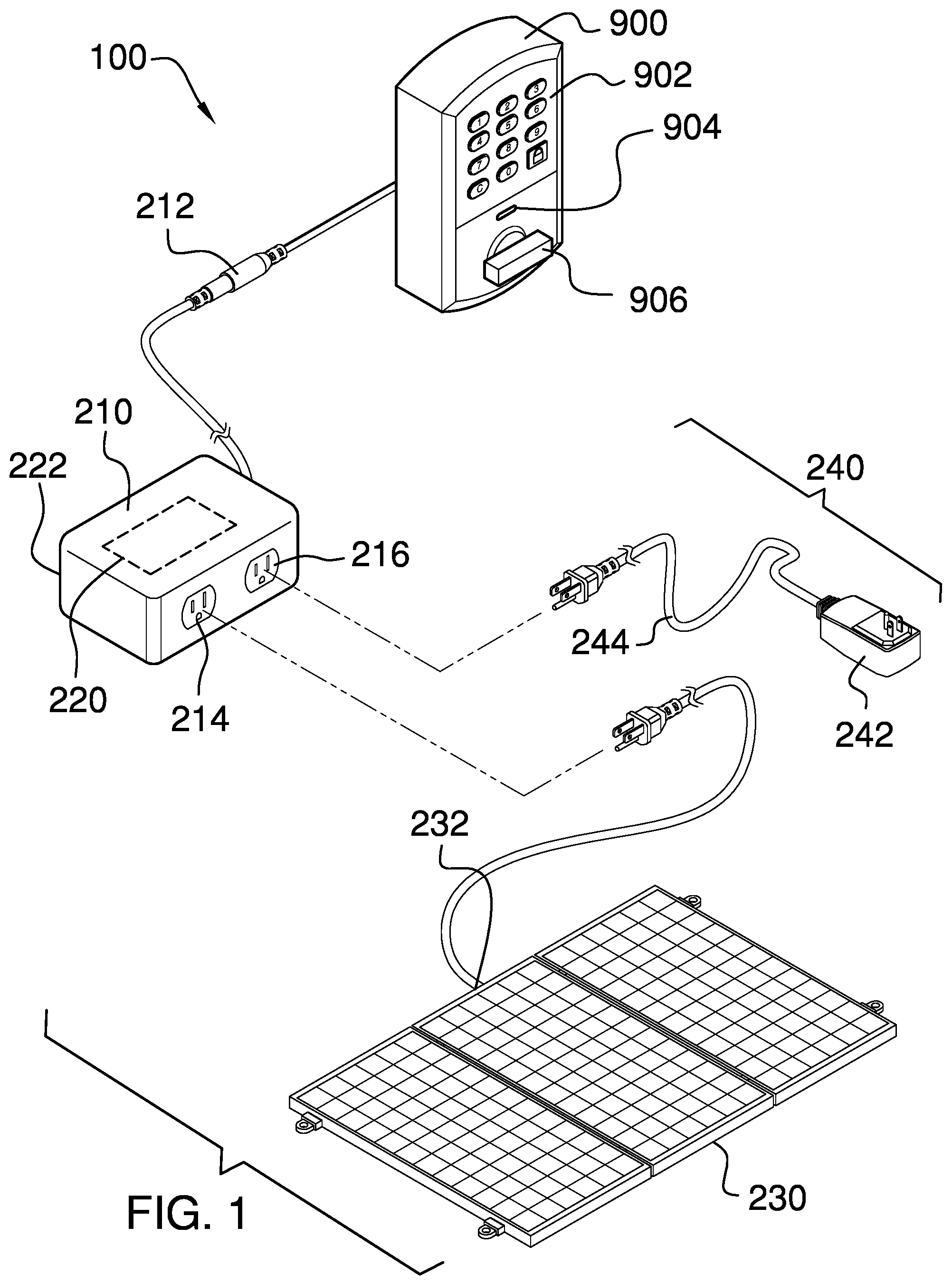 Patent US12322997 Figure 1 – Uninterrupted power supply for existing smart locks