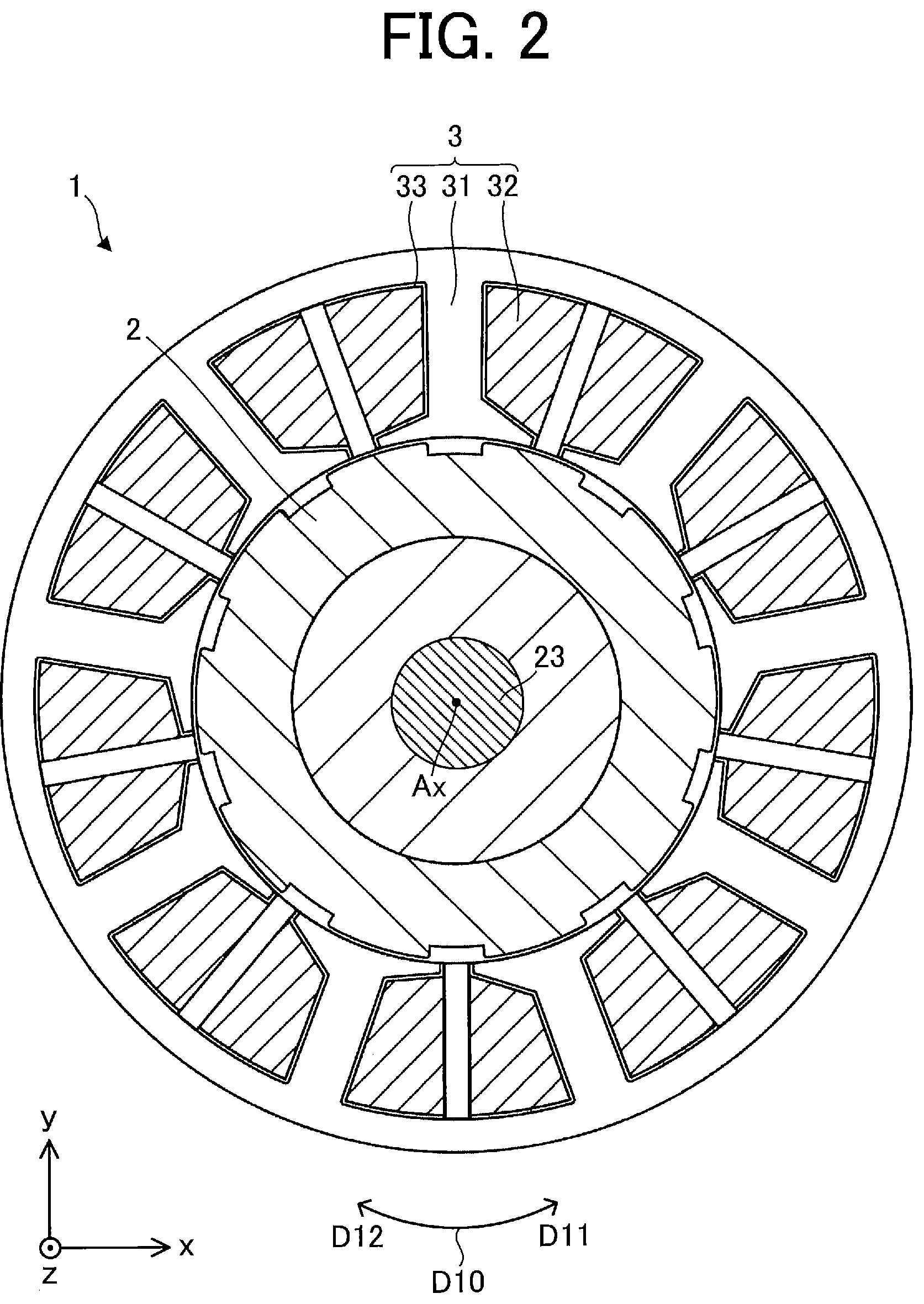 Patent US12323000 Figure 2 – Electric motor, fan, and air conditioner