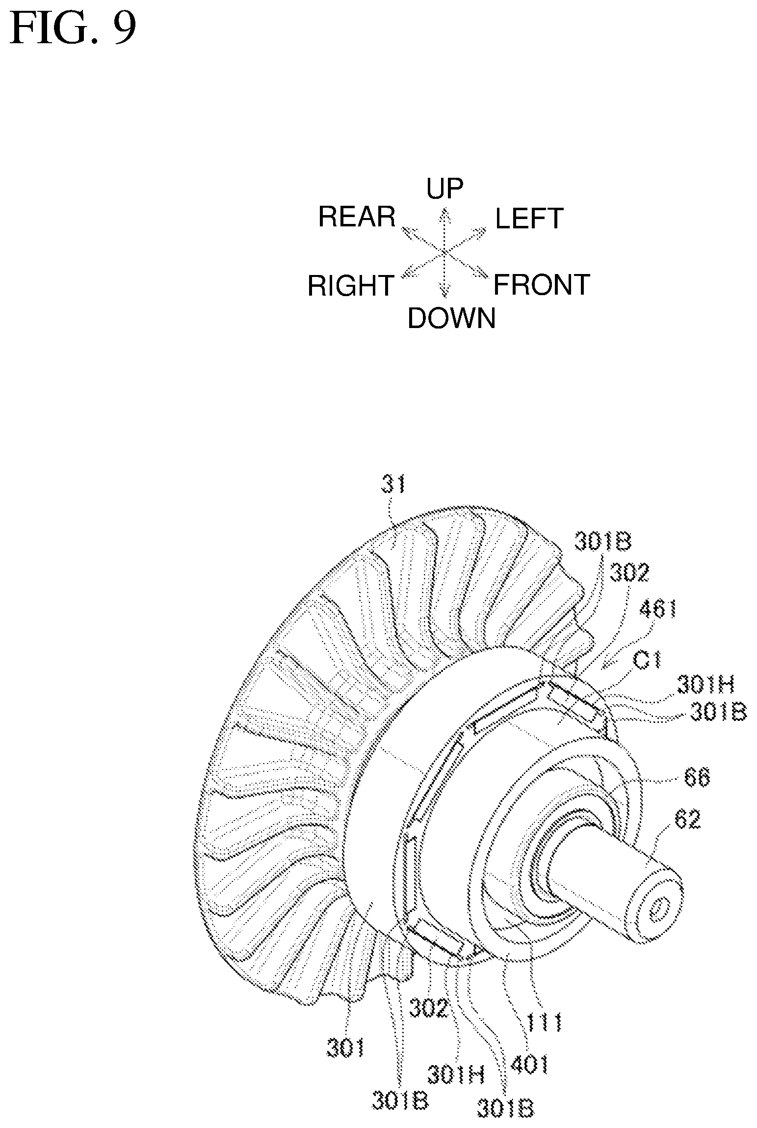 Patent US12323008 Figure 9 – Electric work machine