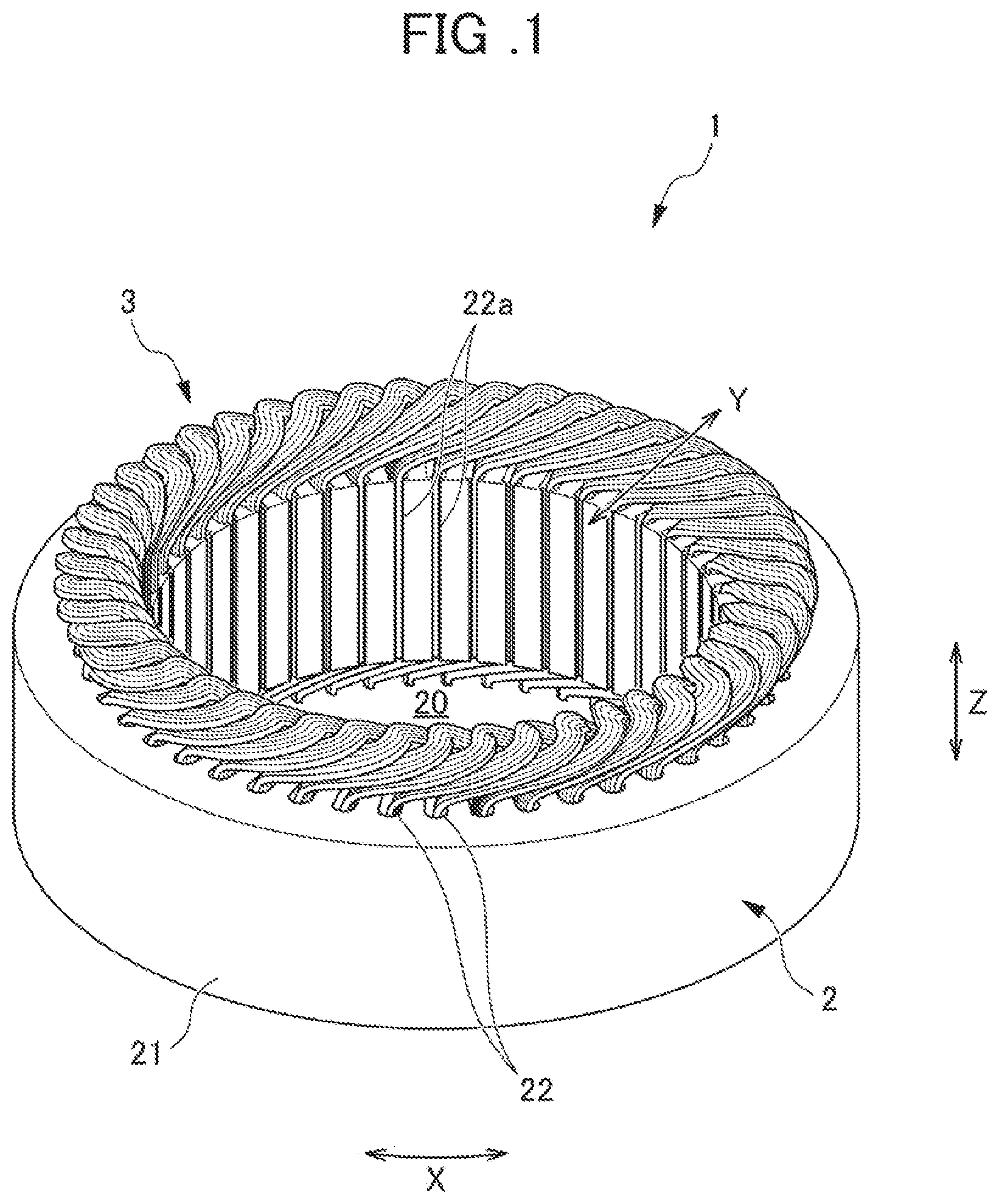 Patent US12323016 Figure 1 – Stator and method of manufacturing stator