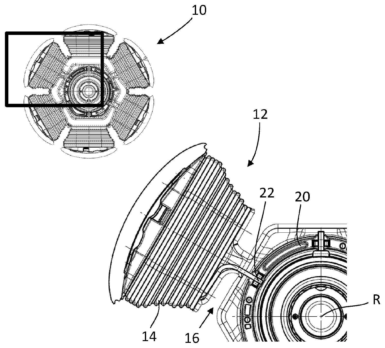 Patent US12323017 Figure 1 – Rotor and electric machine