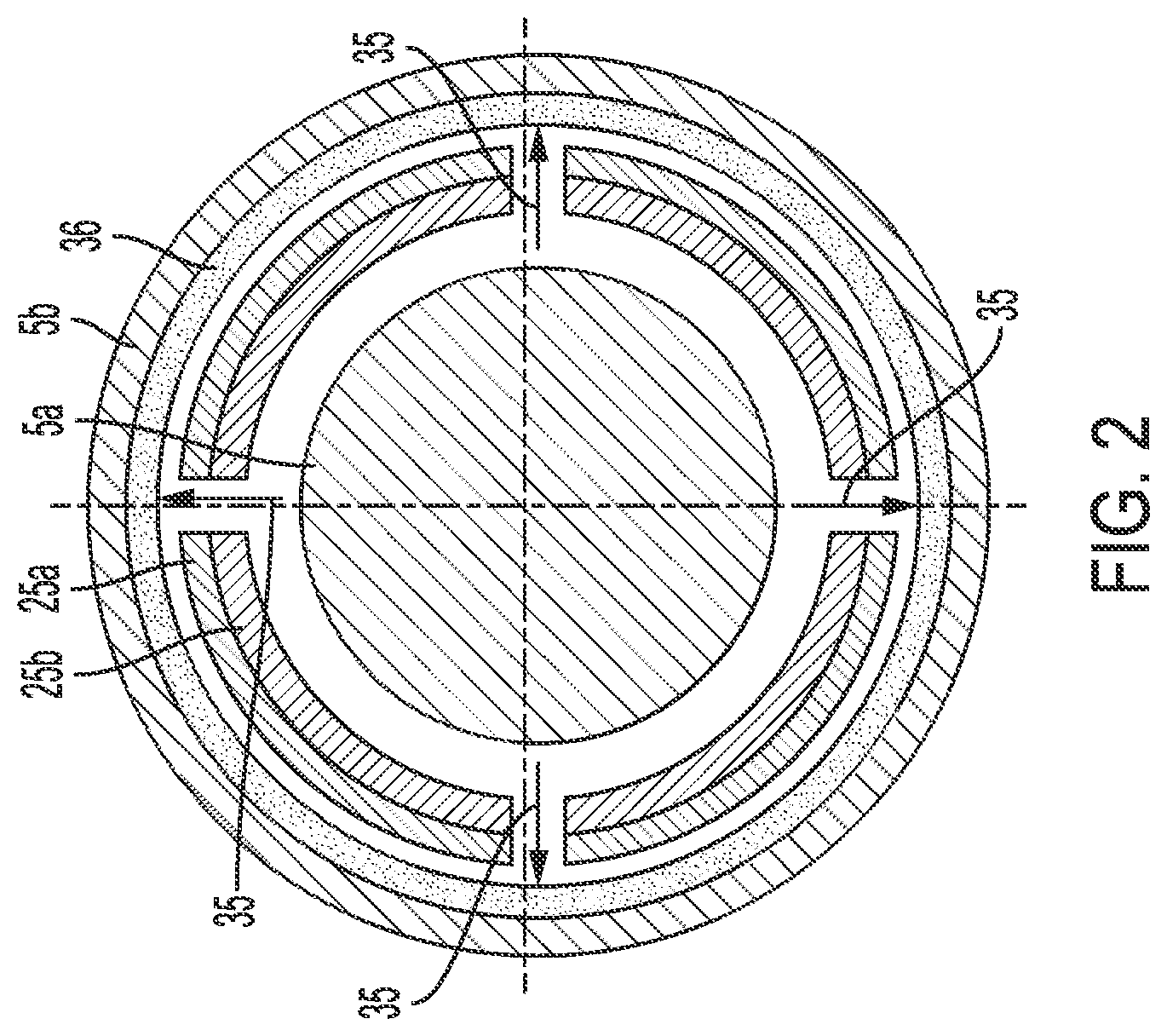 Patent US12323025 Figure 2 – Heat exchanger system for an electric motor with fluid circuits arranged between shafts