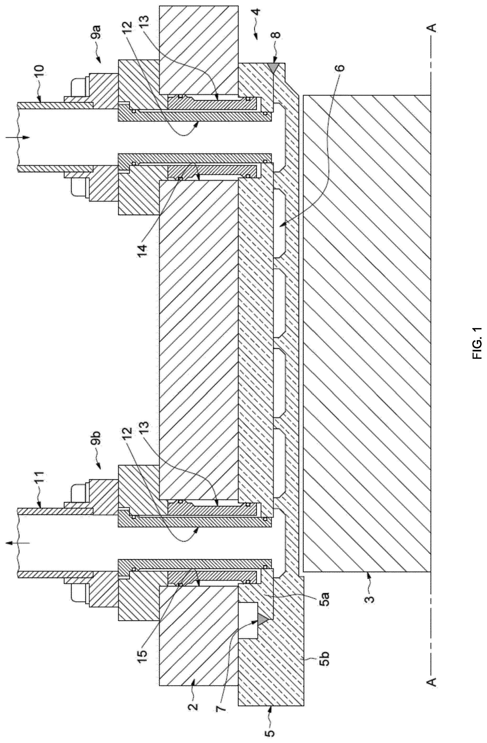 Patent US12323026 Figure 1 – System comprising a cooling device for a machine enclosed in a pressurized casing