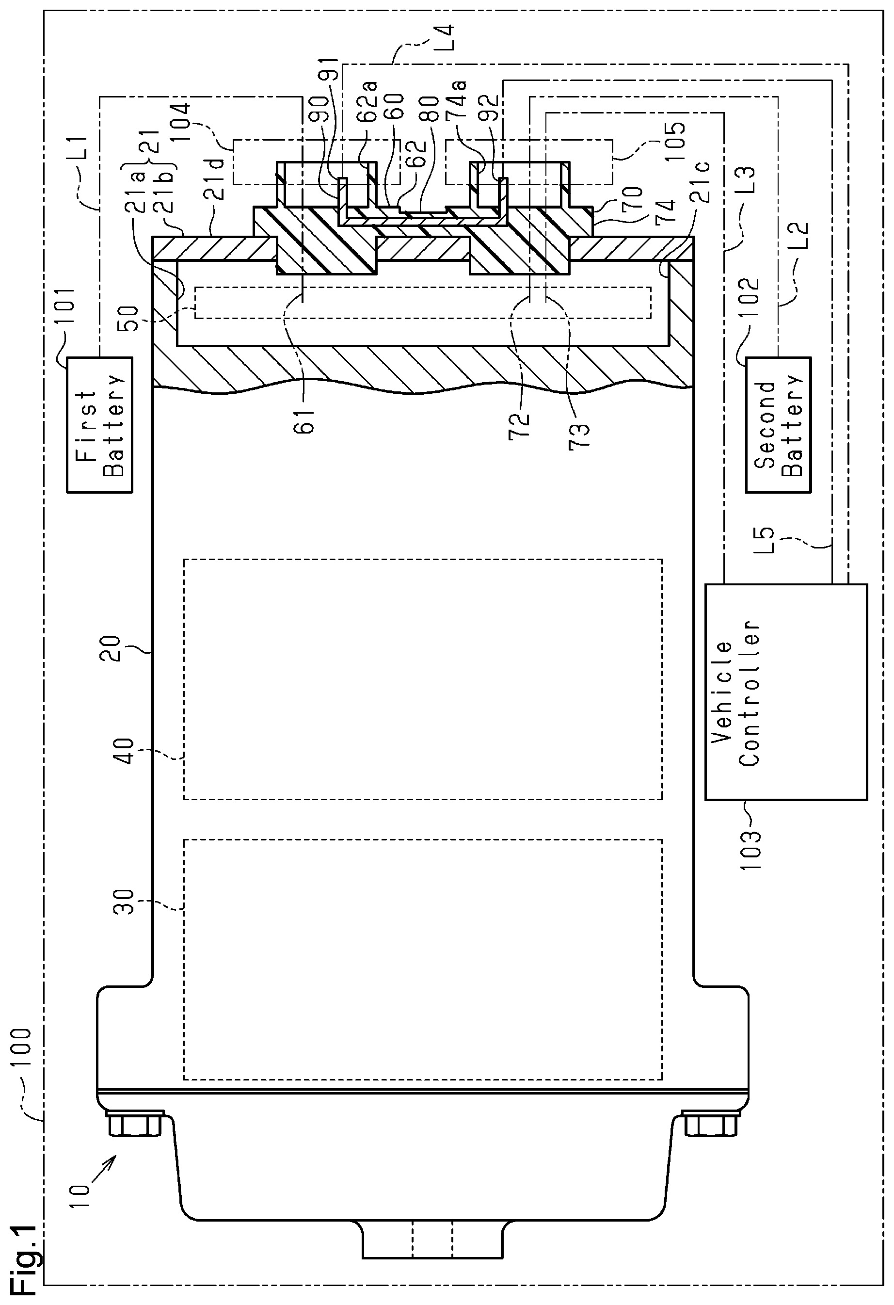 Patent US12323030 Figure 1 – Motor-driven compressor and housing for motor-driven compressor