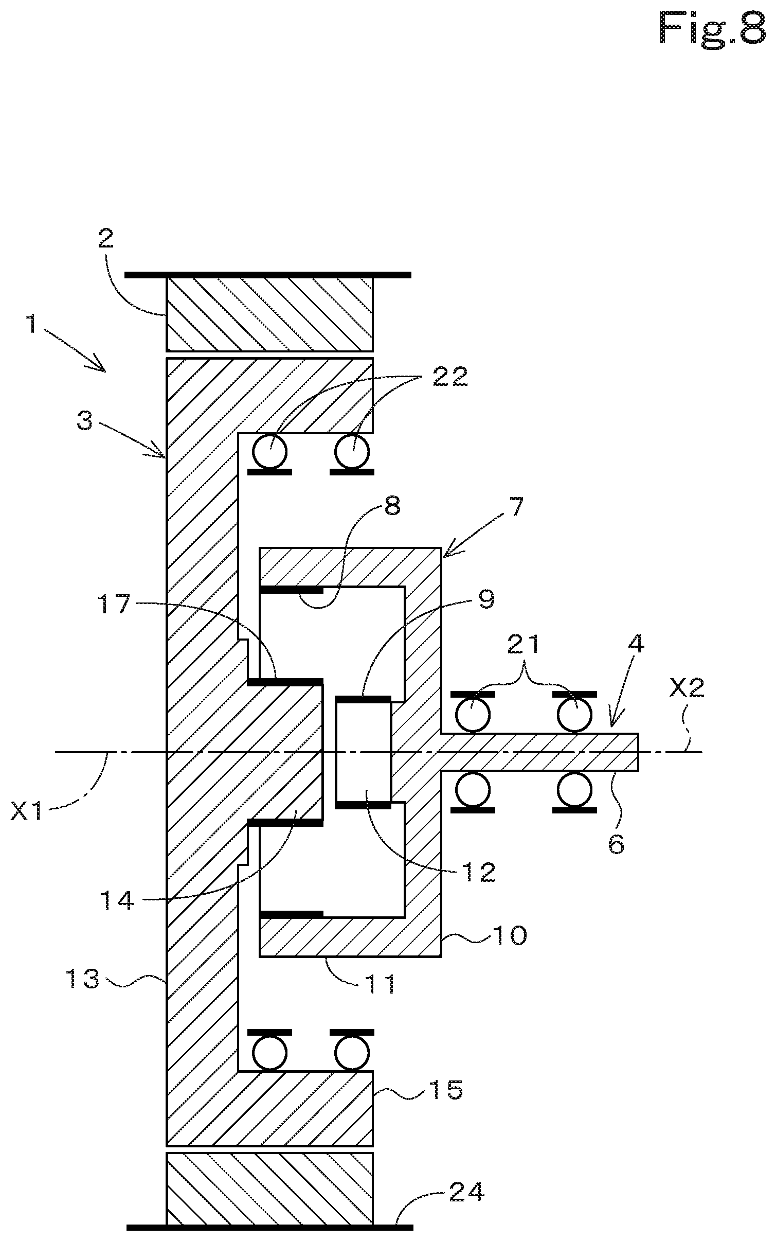 Patent US12323037 Figure 8 – Rotating electrical machine