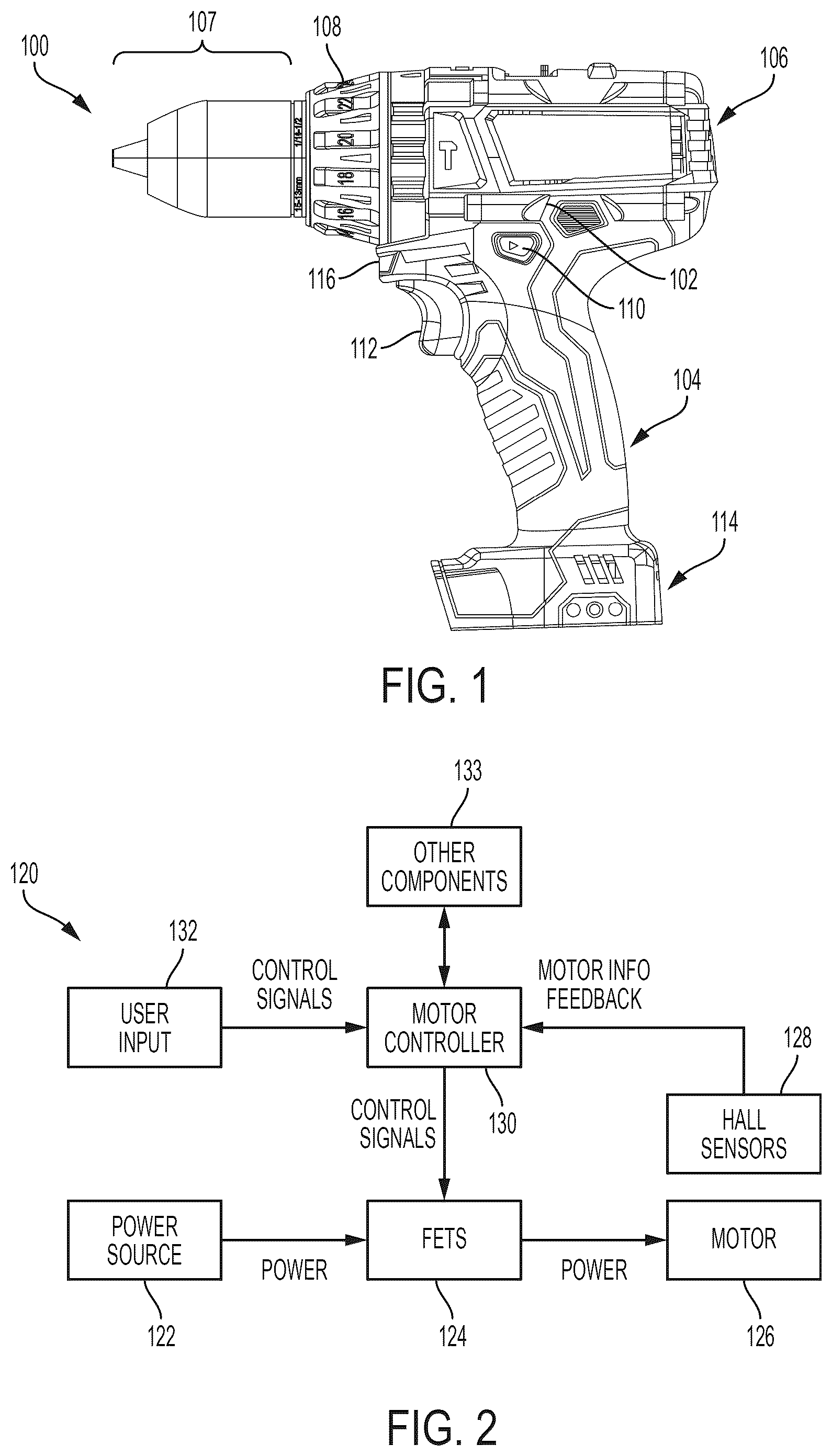 Patent US12323038 Figure 1 – Brushless motor for a power tool
