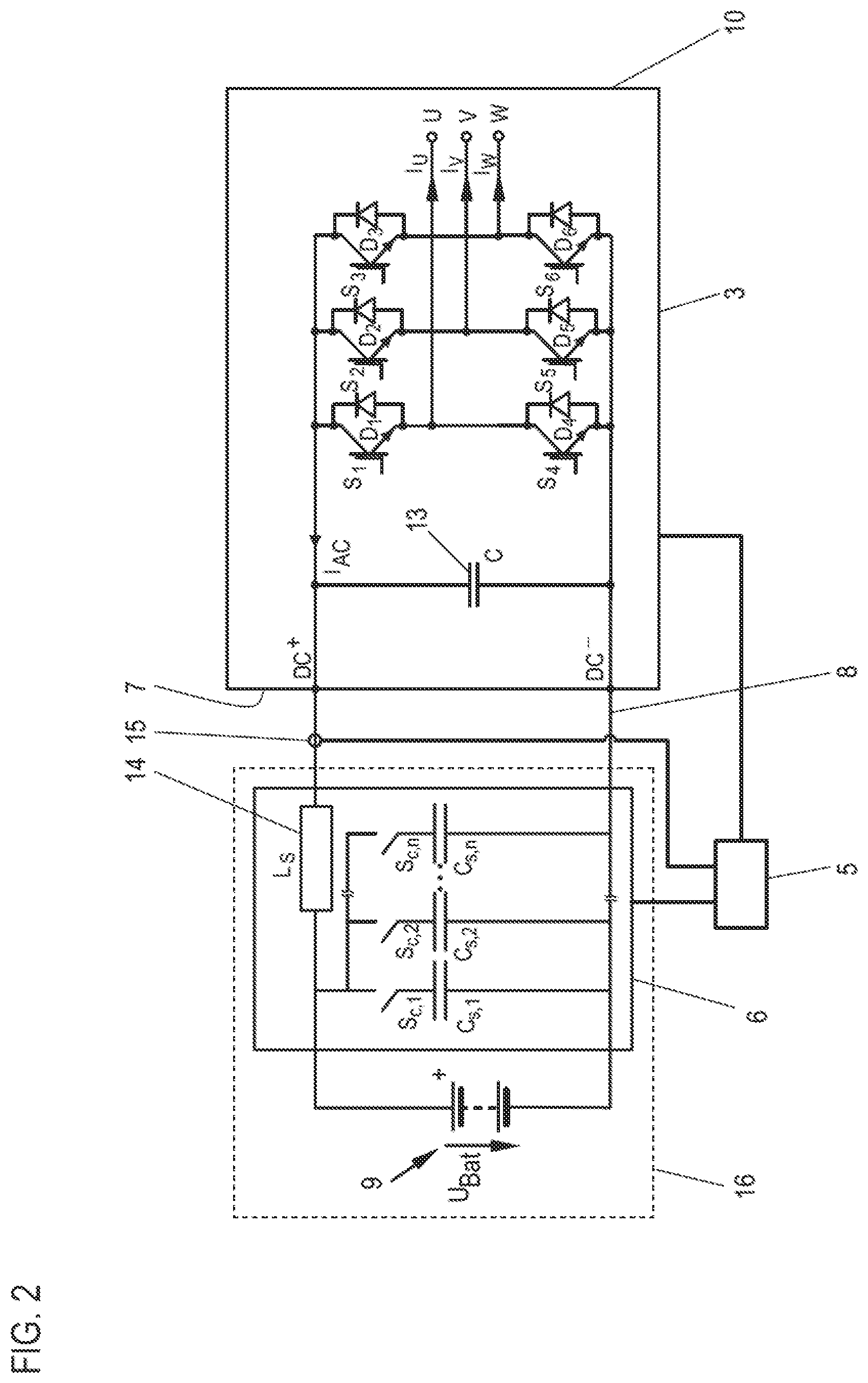Patent US12323049 Figure 2 – Electrical circuit arrangement, motor vehicle, and method for operating an electrical circuit arrangement