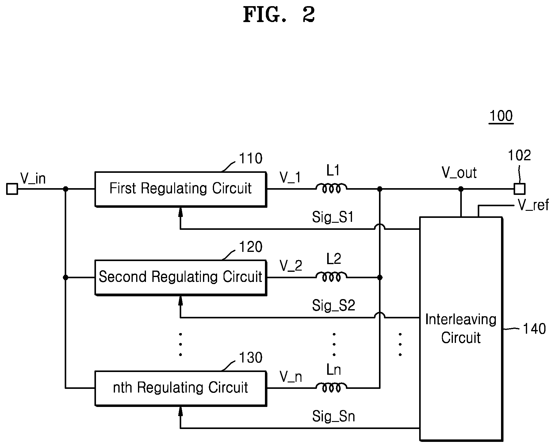 Patent US12323062 Figure 2 – Multi-phase switching regulator including interleaving circuit and switching regulating method using the same