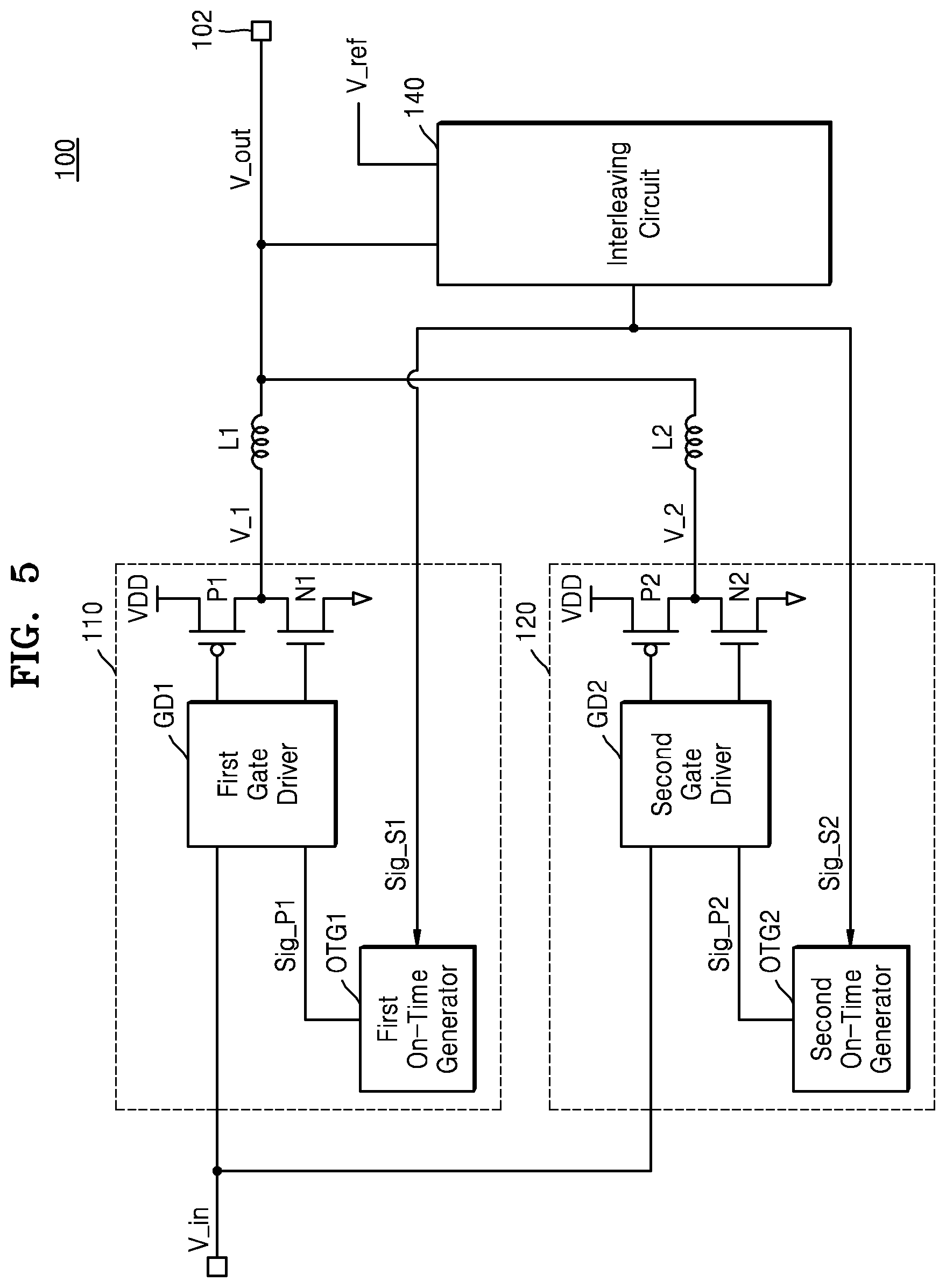 Patent US12323062 Figure 5 – Multi-phase switching regulator including interleaving circuit and switching regulating method using the same