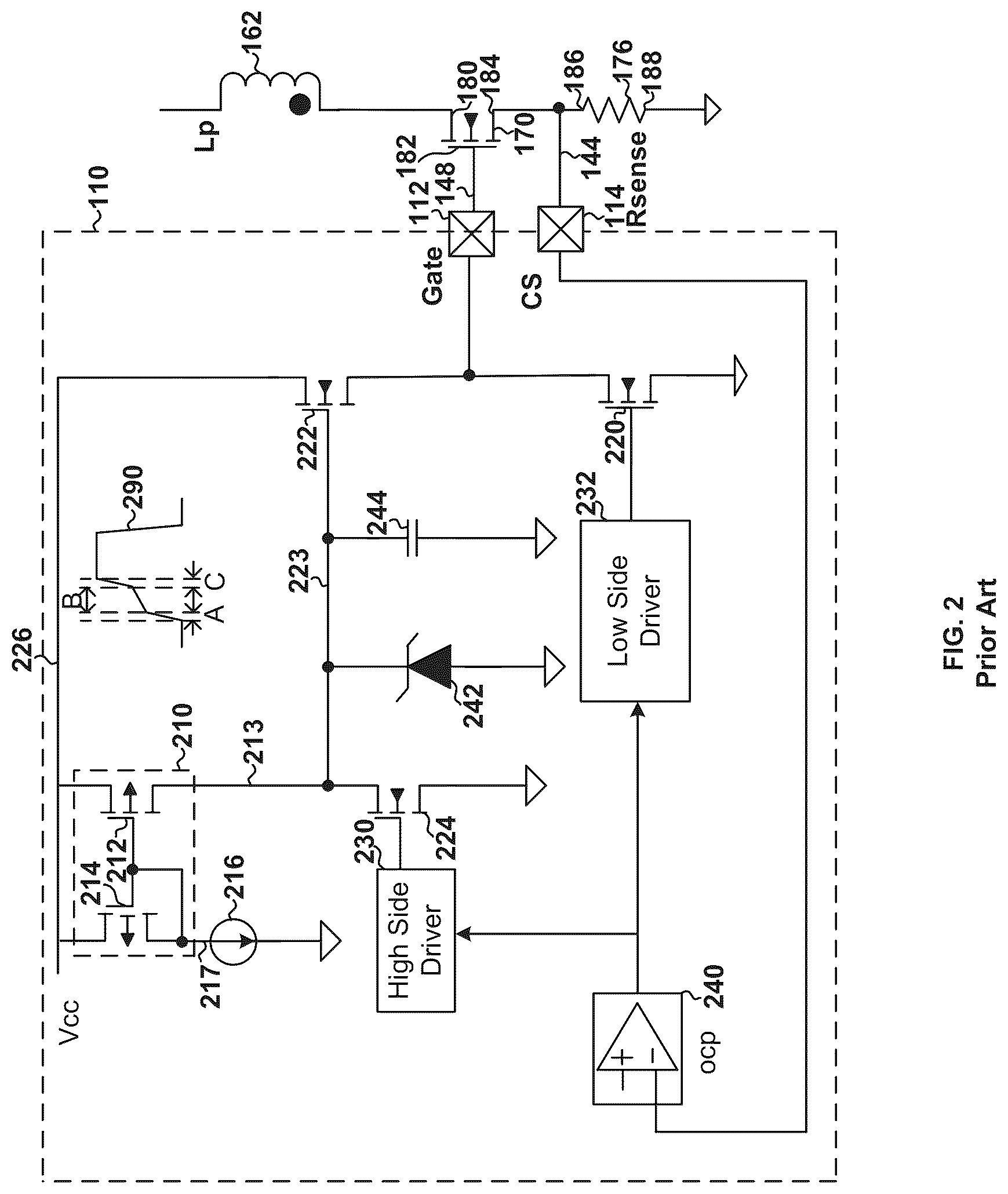 Patent US12323066 Figure 2 – Systems and methods for controlling gate voltage increase on primary side to reduce voltage spike on secondary side of switching power supplies