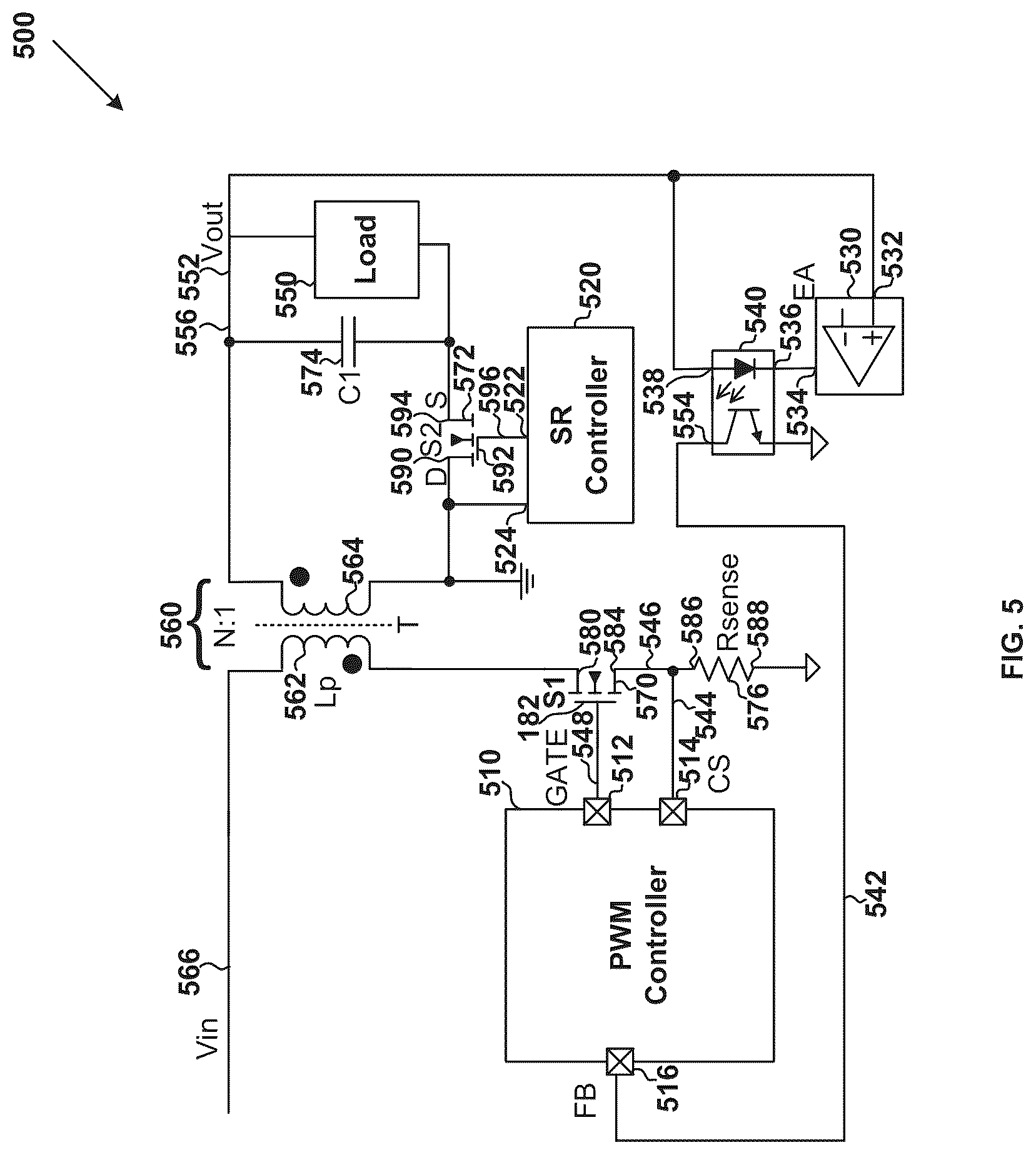 Patent US12323066 Figure 5 – Systems and methods for controlling gate voltage increase on primary side to reduce voltage spike on secondary side of switching power supplies