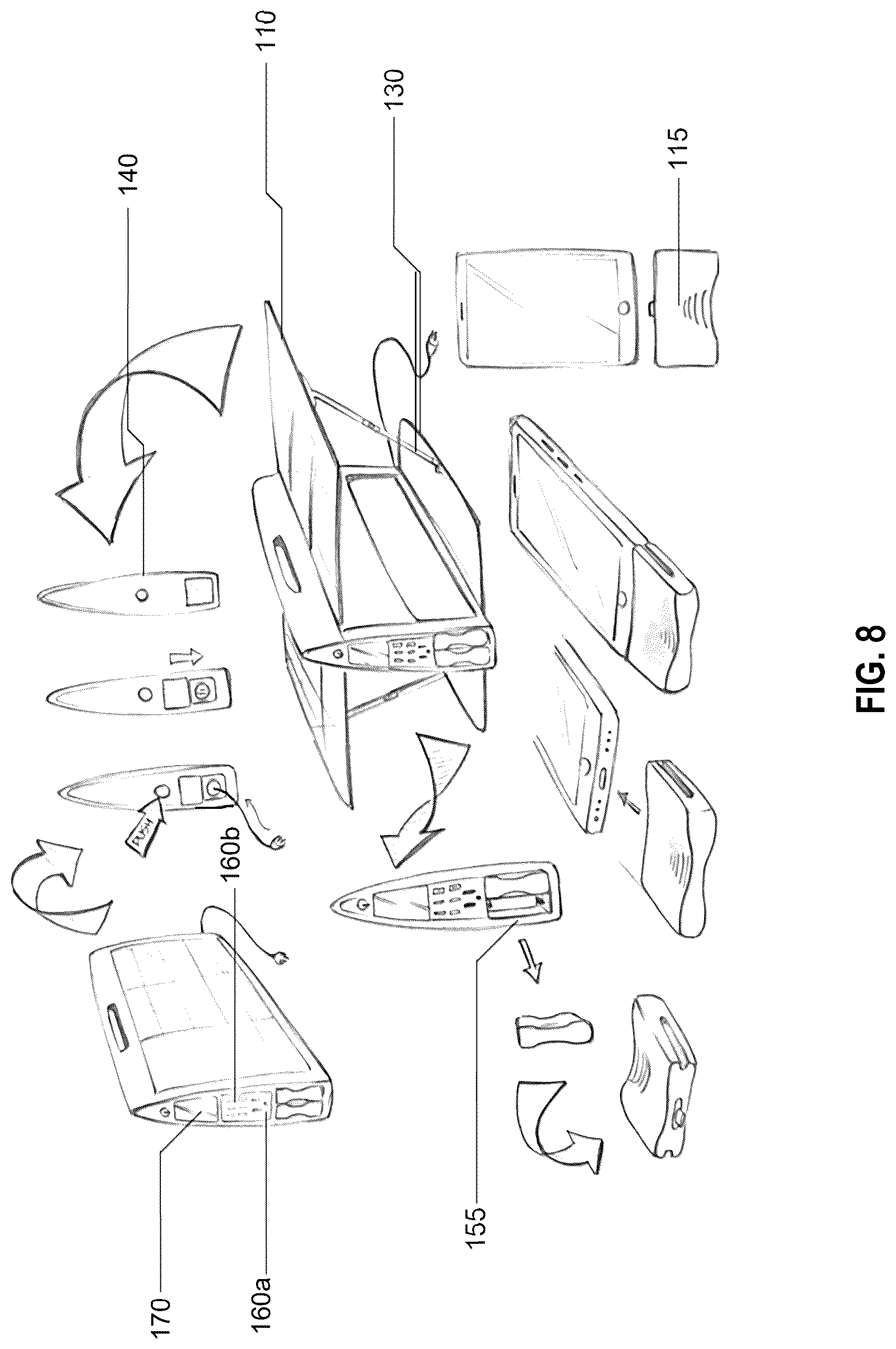 Patent US12323085 Figure 8 – Deployable hybrid solar power charger
