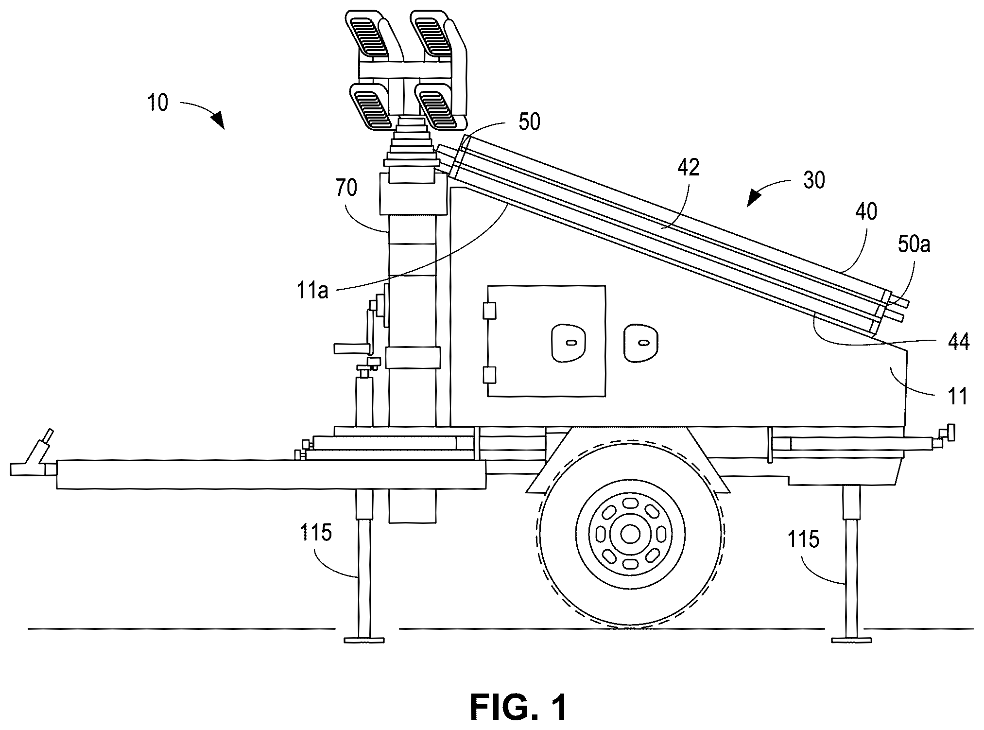 Patent US12323086 Figure 1 – Mobile solar panel unit